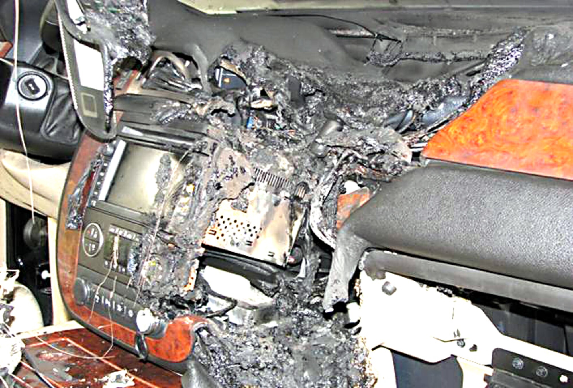 Recently, an employee at Naval Air Weapons Station China Lake, left his GPS unit in the bracket attached to the windshield in the sun. The battery overheated and exploded. The Fire Prevention unit of 95th Civil Engineering Division advises not to leave GPS or other electronic devises in the sun as it is possible for them to overheat and, in some cases, explode. (Courtesy photo)