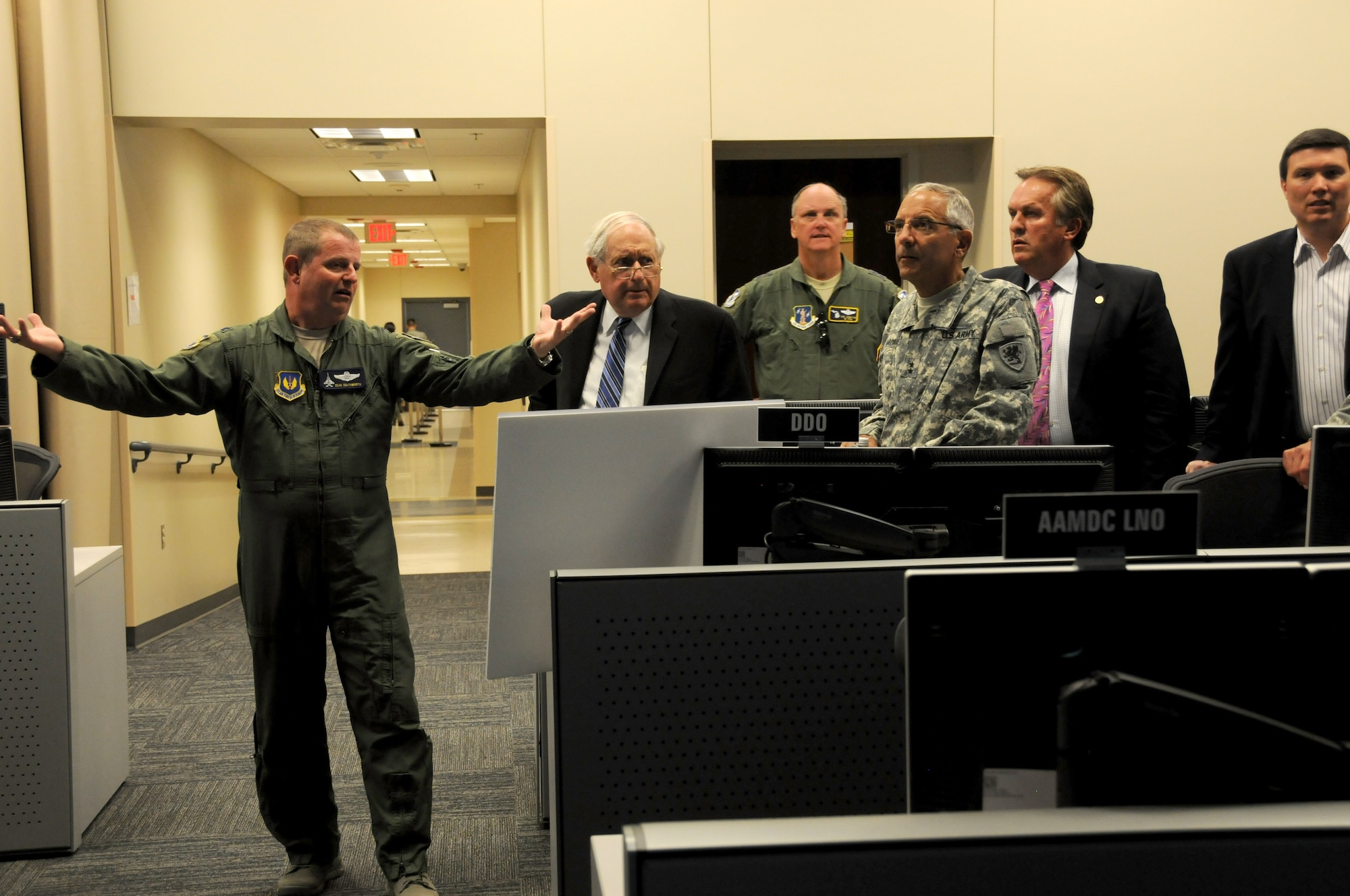 U.S. Senator Carl Levin and many other distinguished visitors visited the 110th Airlift Wing at Battle Creek Air National Guard Base, Battle Creek, Mich., on June 8, 2012 for a ribbon cutting event for the newly renovated buildings for the 217th Air Operations Group. The Air Operations Group is designed to engage at the operational level of warfare by providing a full-spectrum of command and control capability. (Col. Ronald Wilson, Brig. Gen James Wilson, Maj. Gen. Robert Johnston, Jan Frantz, Maj. Gen. Gregory Vadnais, Mayor Susan Baldwin, Rep Mike Nofs, Rep Kate Segal, former Congressman Joe Schwartz, Kara Beer, Senator Carl Levin, Col Sean Southworth) (U.S. Air National Guard Photo by Master Sgt. Sonia Pawloski/Released)