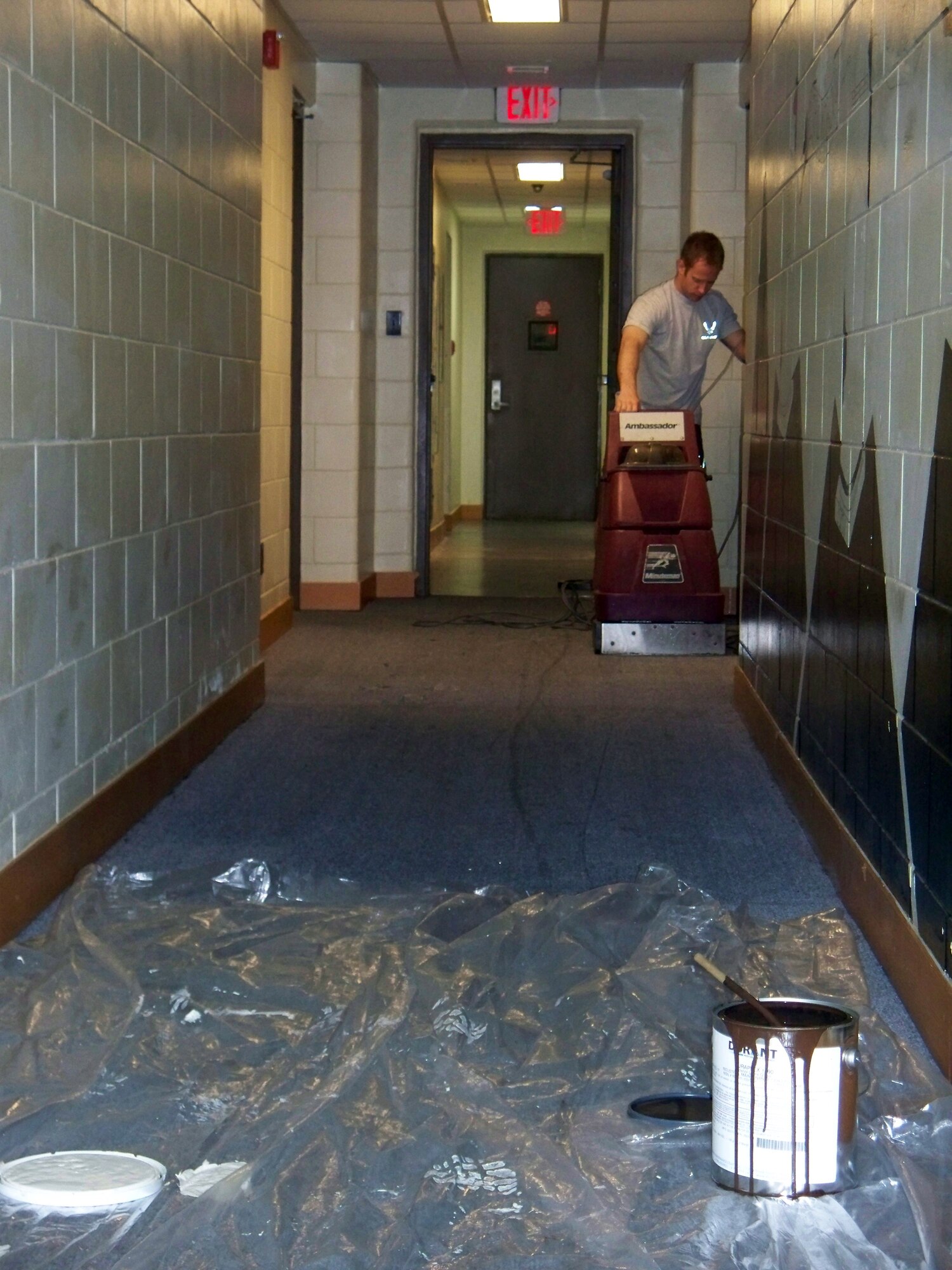 1st Lt. Joe Gagnon, 35th Fighter Squadron pilot, helps renovate a dormitory using self-help supplies from the 8th Civil Engineer Squadron June 9, 2012, at Kunsan Air Base, Republic of Korea. (U.S. Air Force photo/1st Lt. Ryan Clisset)