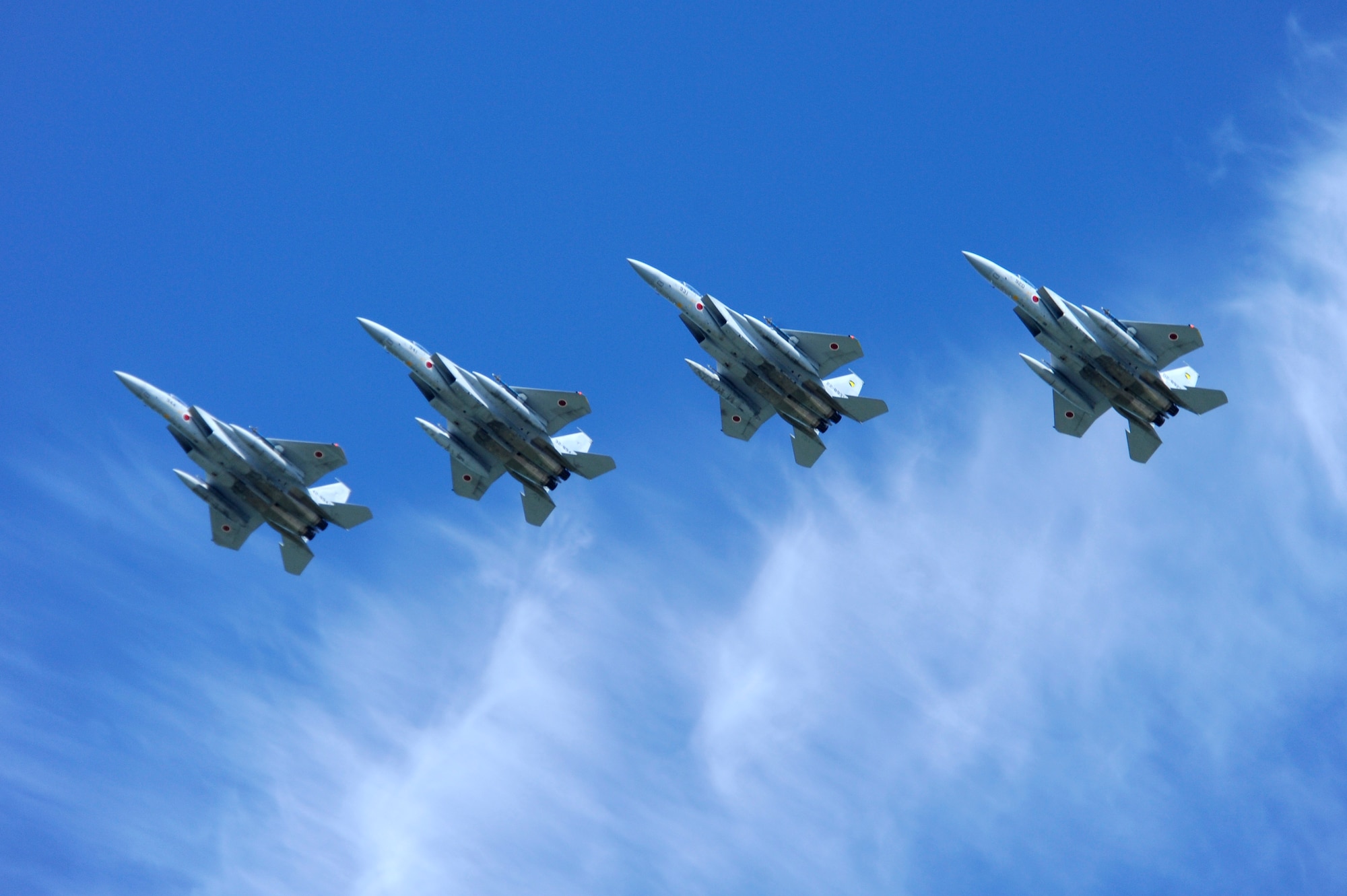 Japanese Air Self-Defense Force F-15J Eagles fly in formation during RED FLAG-Alaska 12-2 June 11, 2012, Eielson Air Force Base, Alaska. RF-A is a multi-service, multi-national coordinated aerial combat operations exercise designed to test operational capabilities of participating units. (U.S. Air Force photo/Staff Sgt. Jim Araos)