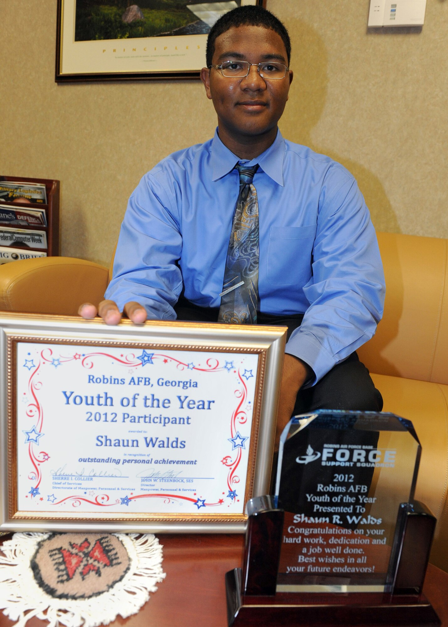Shaun Walds, a recent graduate of Northside High School, has been named Robins Youth of the Year.(U. S. Air Force photo/Tommie Horton)