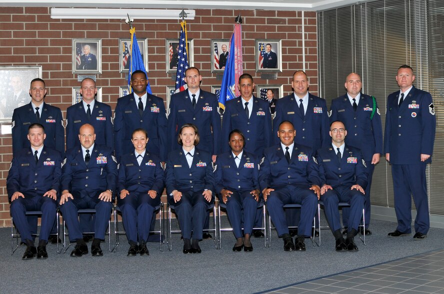 McGHEE TYSON AIR NATIONAL GUARD BASE, Tenn. - NCO Academy Class 12-3, N-Flight, gathers at the I.G. Brown Training and Education Center for their flight photo, March 19, 2012. (Air National Guard photo by Master Sgt. Kurt Skoglund/Released)