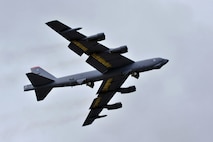 MINOT AIR FORCE BASE, N.D. – A B-52H Stratofortress takes off as part of a rapid launch during an annual exercise here June 11. As a finale for the exercise, several B-52s took off in rapid succession, signaling the end of the training mission. The exercise provides training opportunities for forces to deter, and if necessary defeat, a military attack against the United States. The rapid launch included 17 B-52s from both Minot AFB and Barksdale AFB. (U.S. Air Force photo/Senior Airman Jesse Lopez)