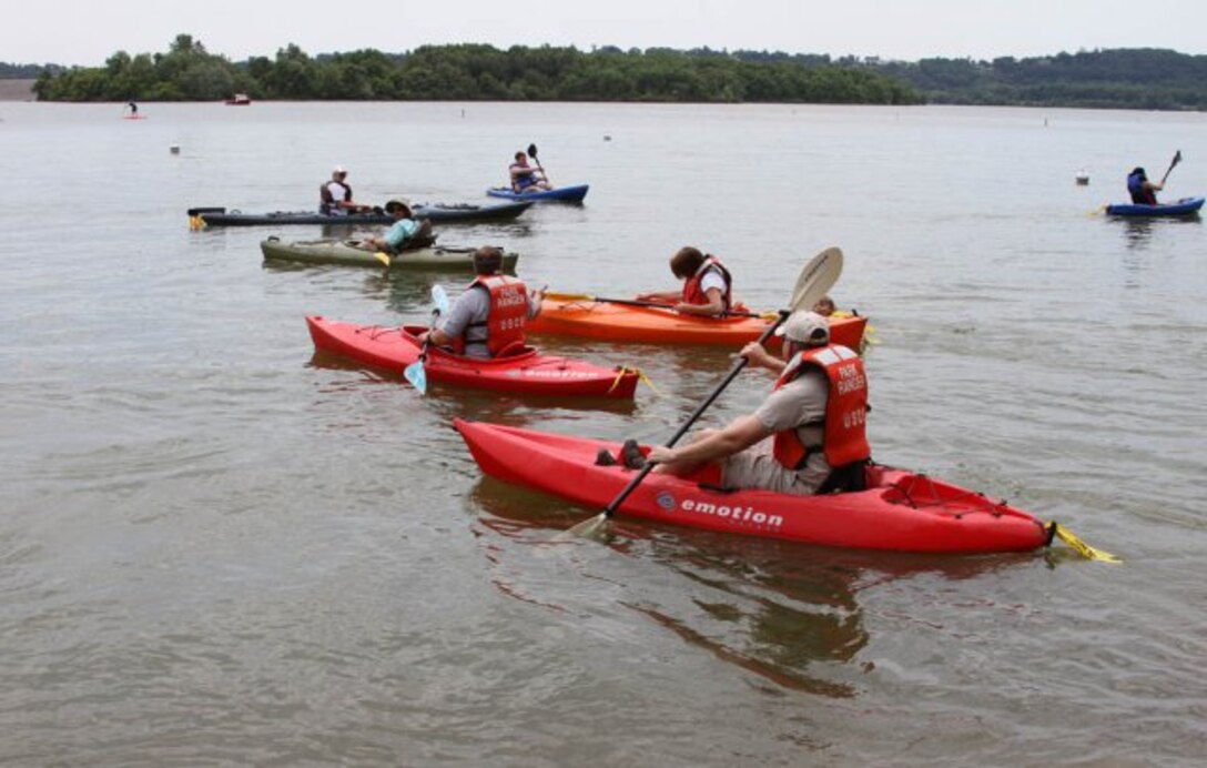 Jo-Ellen Darcy, the Assistant Secretary of the Army for Civil Works; Blue Marsh Lake visitors and U.S. Army Corps of Engineers' Philadelphia District staff participated in a kayaking sojourn during Get Outdoors Day on June 9th.