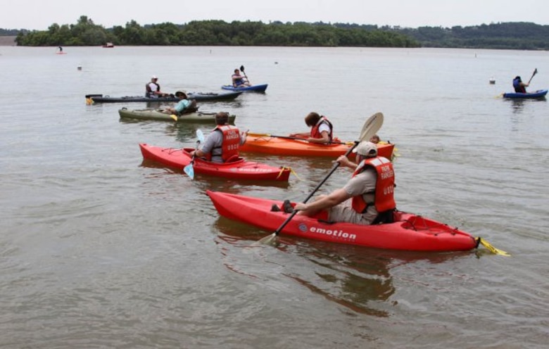 Jo-Ellen Darcy, the Assistant Secretary of the Army for Civil Works; Blue Marsh Lake visitors and U.S. Army Corps of Engineers' Philadelphia District staff participated in a kayaking sojourn during Get Outdoors Day on June 9th.