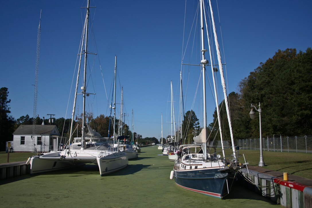 SOUTH MILLS, N.C. -- Sail boats lock through the South Mills lock here just prior to the Dismal Swamp Canal closing for maintenance work, October 31, 2007 (U.S. Army Photo/Brittany Brown)