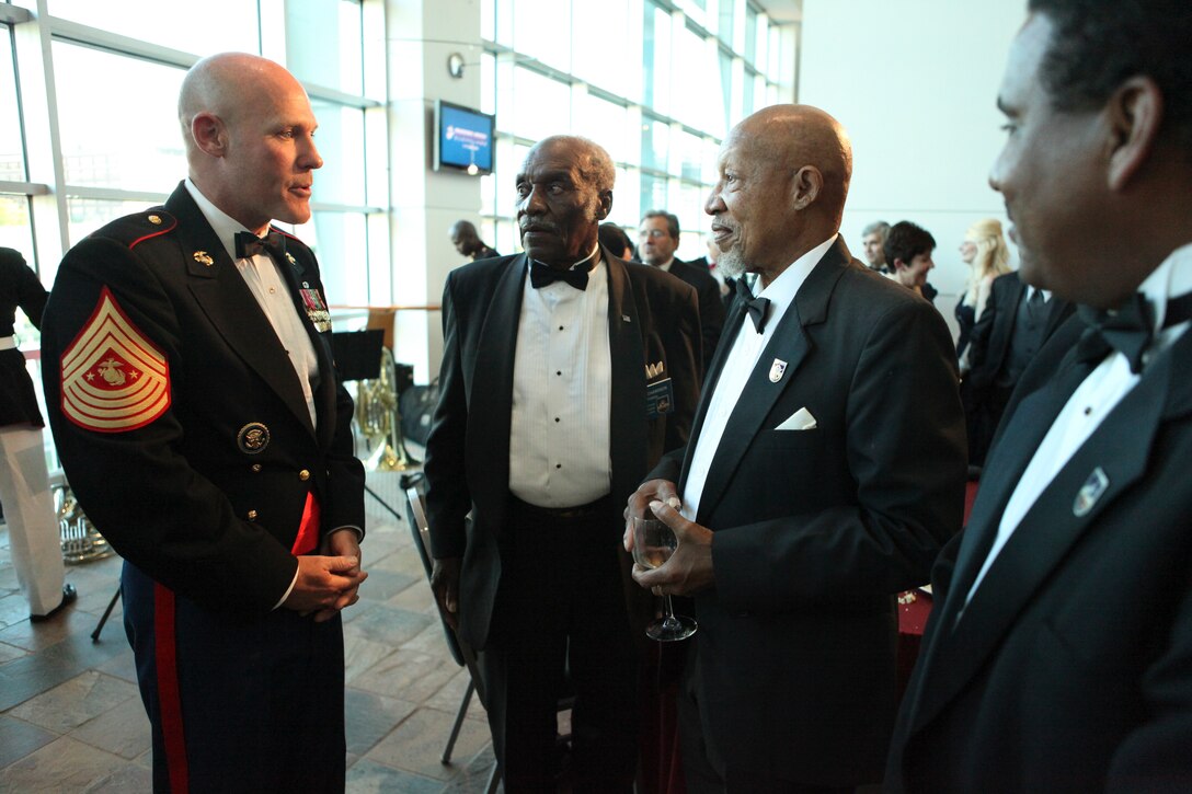 Sgt. Maj. Micheal P. Barrett, the 17th Sergeant Major of the Marine Corps, attends a reception in honor of Gen. and Mrs. James F. Amos in celebration of Marine Week at Cleveland Browns Stadium, June 14, 2012.