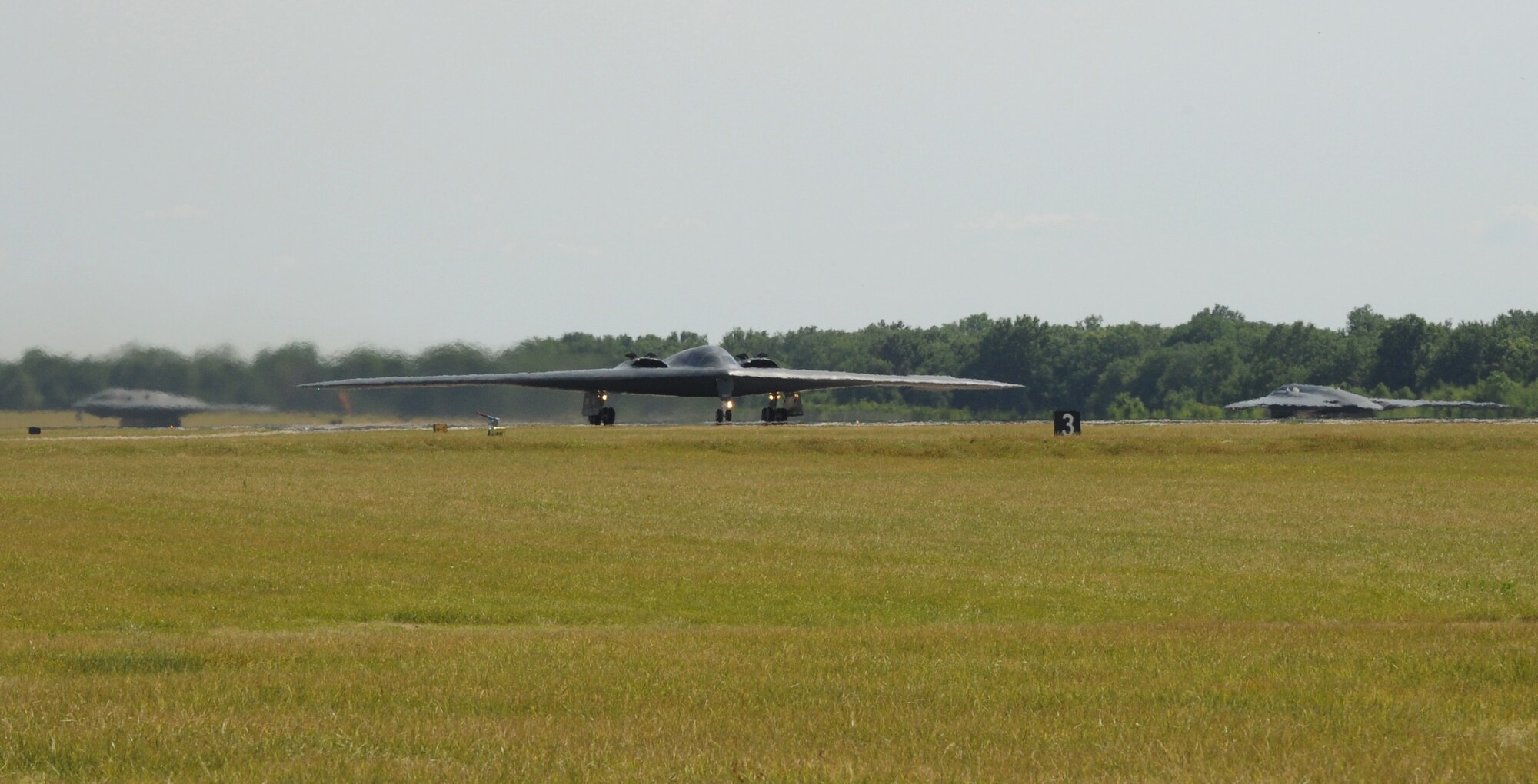 WHITEMAN AIR FORCE BASE, Mo. -- A B-2 Spirit taxis down the runway in support of Air Force Global Strike Command’s exercise Constant Vigilance June 7. The Command routinely conducts training operations and exercises to confirm that forces and weapons can perform their mission when called upon. (U.S. Air Force photo/Airman 1st Class Bryan Crane)(Released)