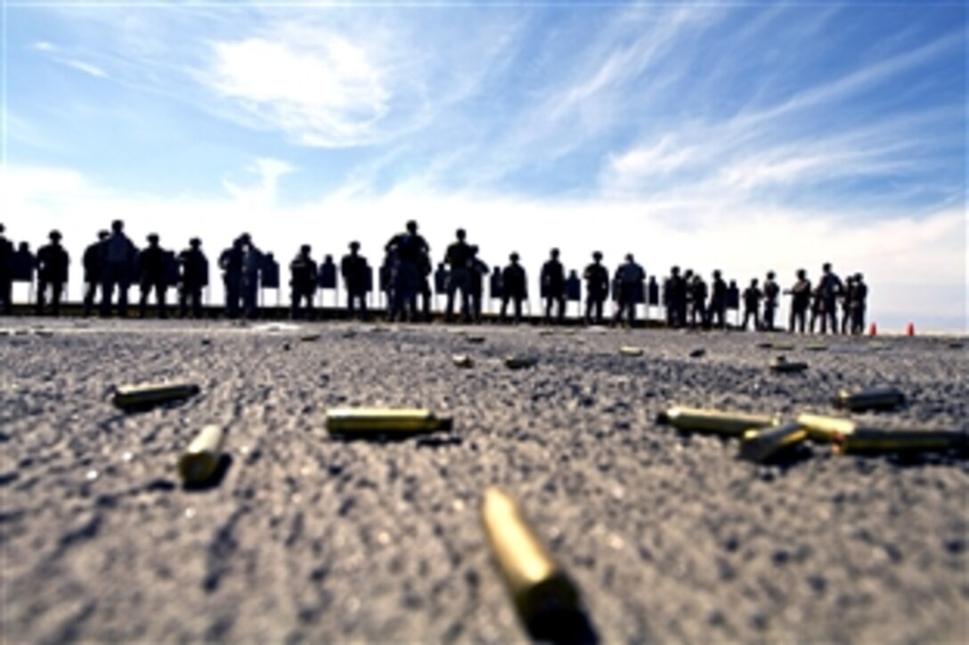 U.S. Marines participate in live-fire training aboard USS New Orleans under way in the Pacific Ocean, June 8, 2012. The Marines are assigned to the 11th Marine Expeditionary Unit’s maritime raid force. 