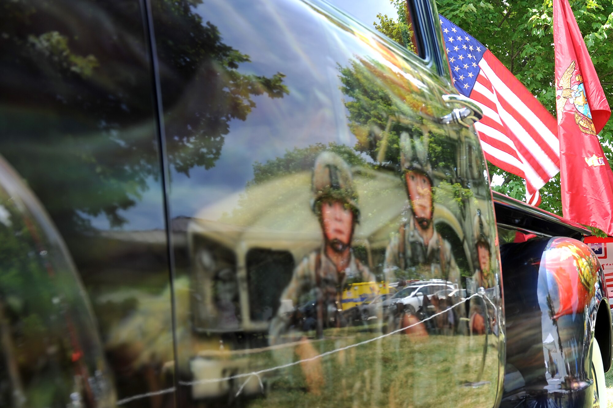 Fallen Hero's Dream Ride truck is displayed at the base wide picnic at Scott Air Force Base, Ill. June 15 , 2012. Fallen Hero's Dream Ride was formed after the death of Lance Cpl. Phillip Vinnedge who was killied in action while serving in Afghanistan. The goal of Fallen Hero's Dream ride is to create a rolling memorial to build awareness of the sacrifices our fallen military men and women have made, and to encourage support of related not for profit organizations. (U.S. Air Force photo/2nd Lt. Korey Fratini)