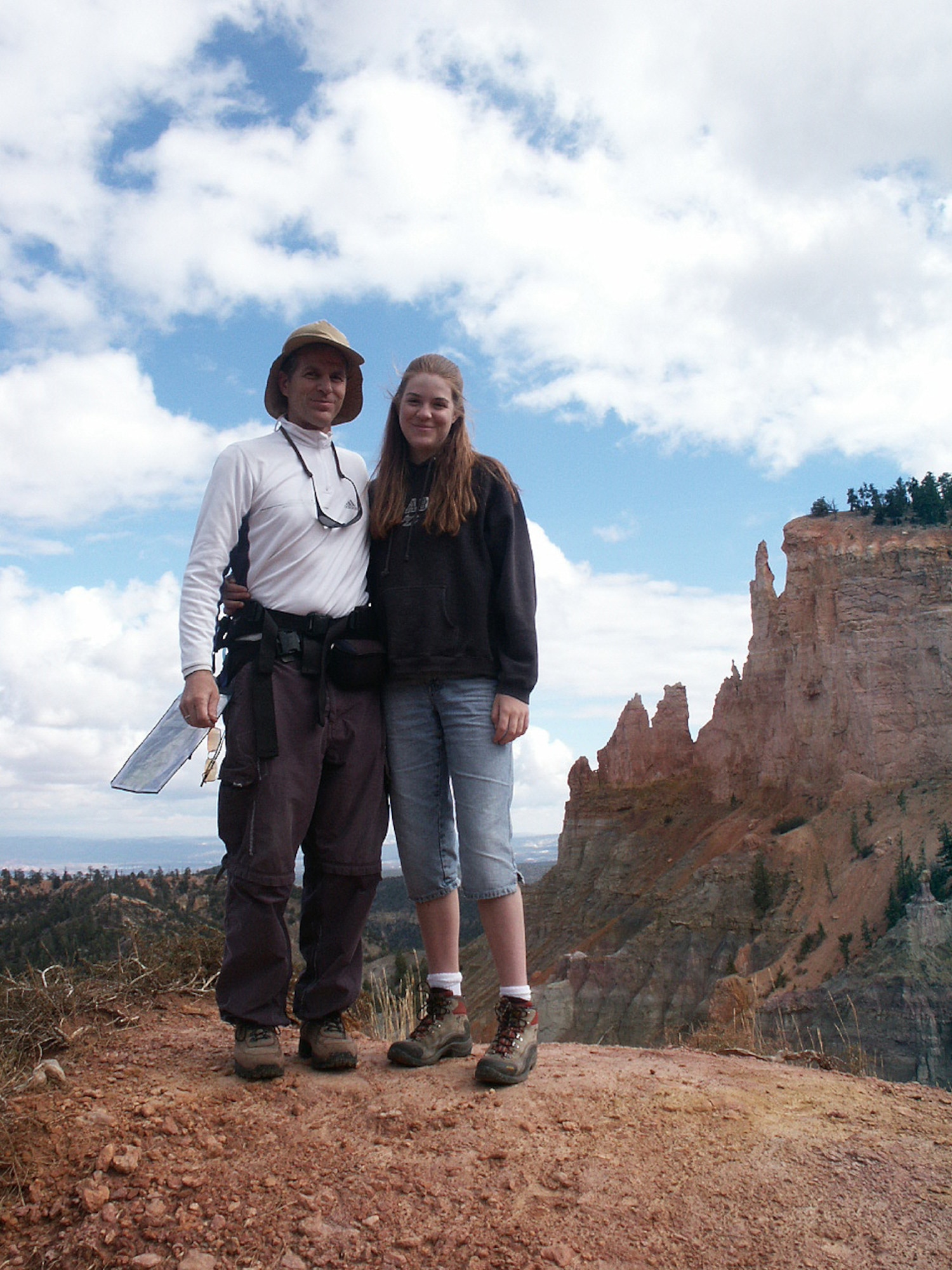 Jon Warnick and Jette Carr pose for a photo in Bryce Canyon during their walk across the state, summer of 2003.  The hike was part of a trek spanning from the bottom to the top of Utah to each boarder – a journey that took 43 days and was nearly 700 miles long.  (Courtesy photo)