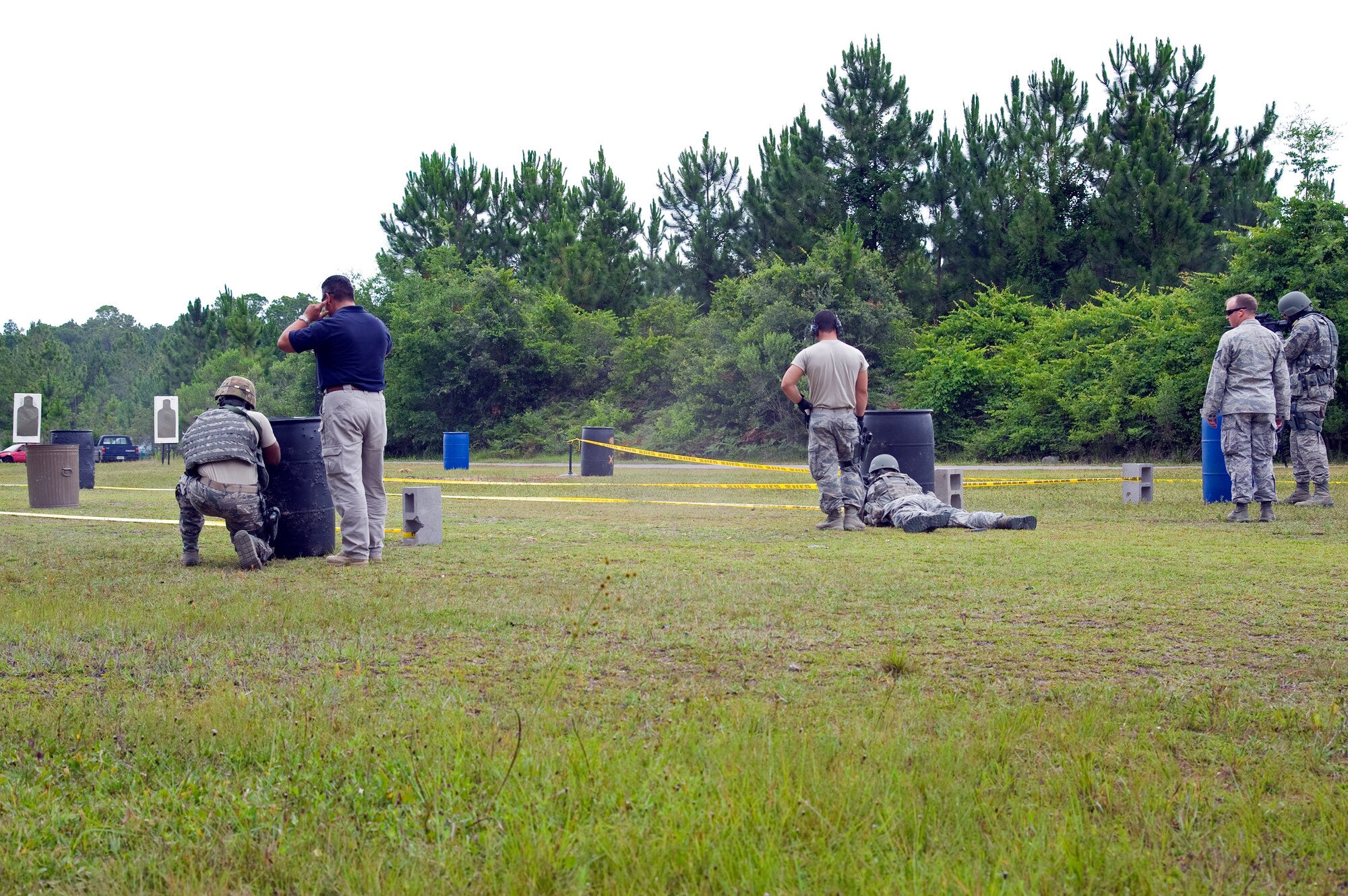 Students in the Multi-Assault Counter-Terrorism Action Capabilities course fire down range during the live-fire portion of the class at Hurlburt Field, Fla., June 8, 2012. Students practiced skills including moving tactically, communicating under pressure and shooting accurately.  (U.S. Air Force photo/Airman 1st Class Michelle Vickers)
