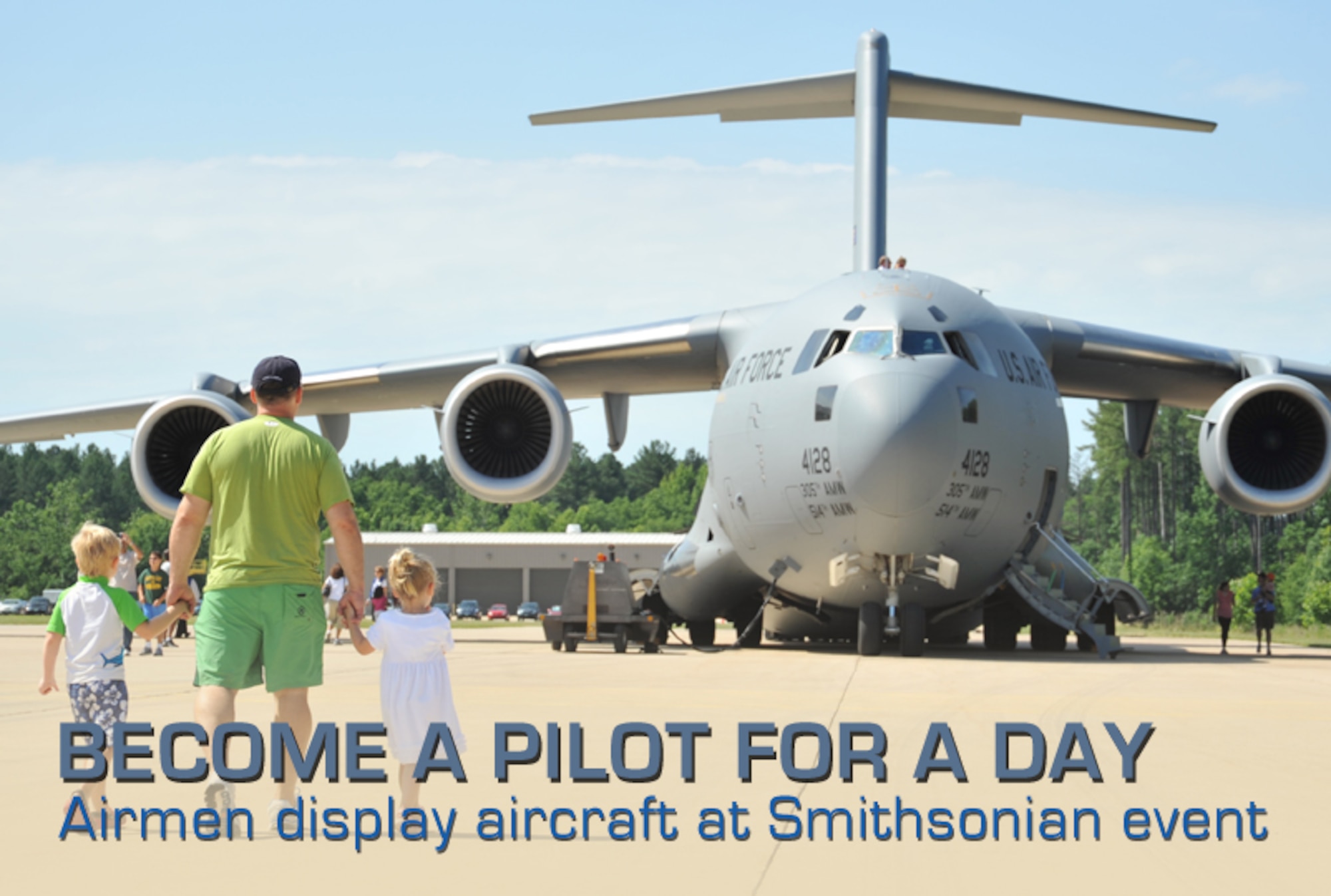 A C-17 Globemaster III of the 305th Air Mobility Wing is presented as a static display for Become a Pilot Day, in Chantilly, Va., June 16, 2012. Become a Pilot Day is an annual event held at the National Air and Space Museum's Udvar-Hazy Center. (U.S. Air Force photo/Airman 1st Class Alexander W. Riedel)