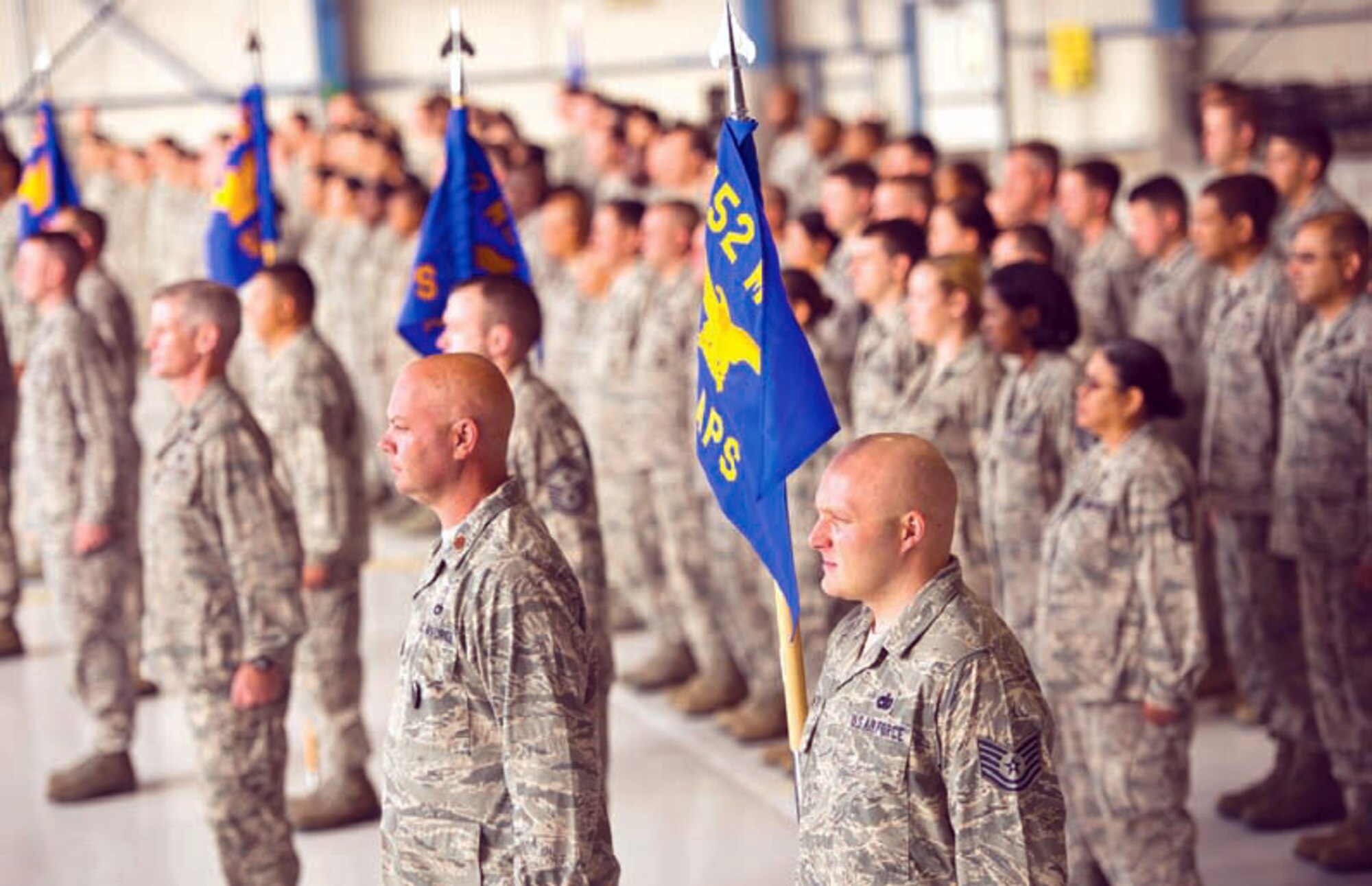Members of the 452d Mission Support Group stand in formation during LeBlanc’s
retirement ceremony. (U.S. Air Force photo by Tech. Sgt. Chris Hibben)
