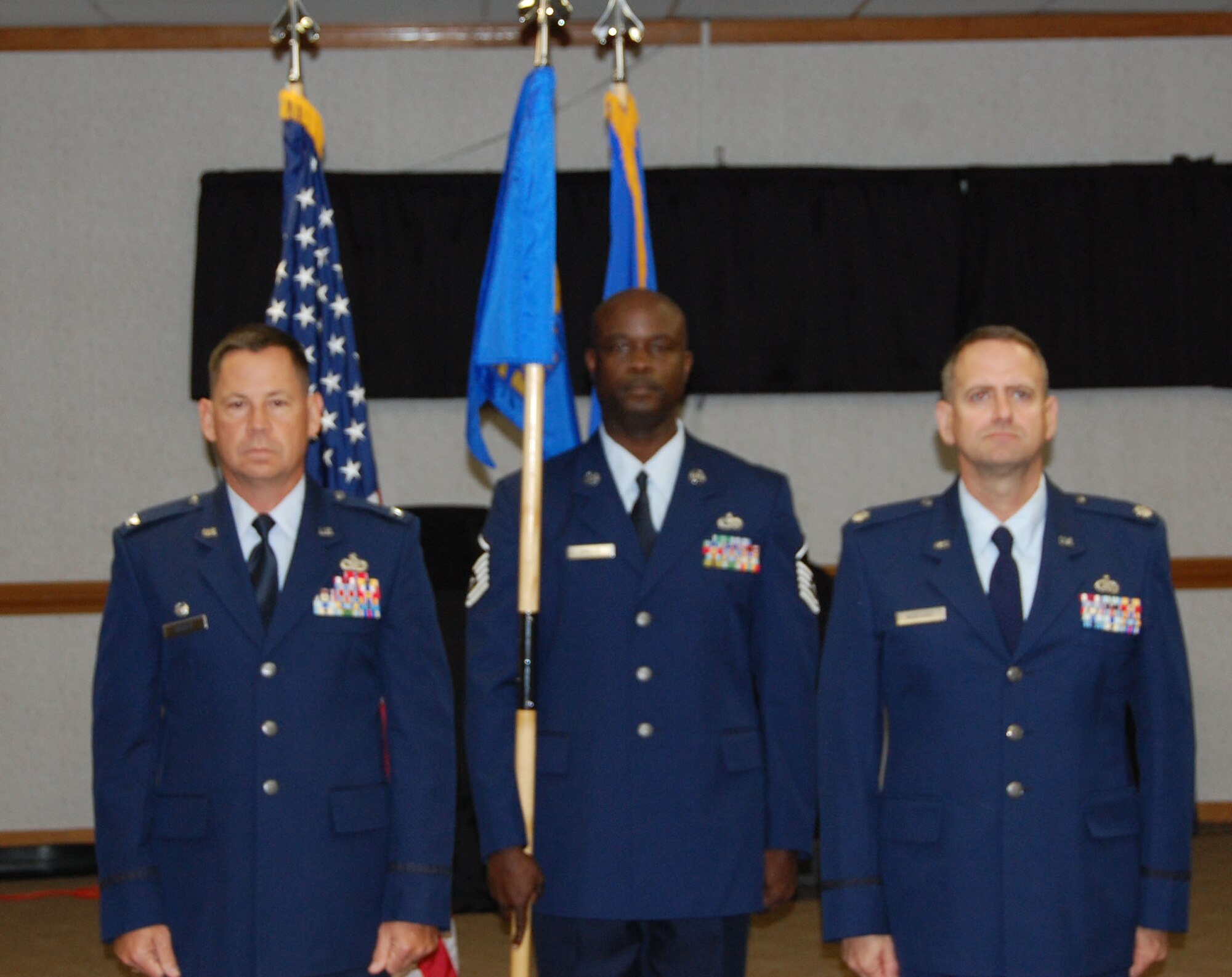 Lt. Col. Joseph Mercurio (far right) took command of the 916th Logistics Readiness Squadron during the June unit training weekend. (USAF photo courtesy of 916LRS)