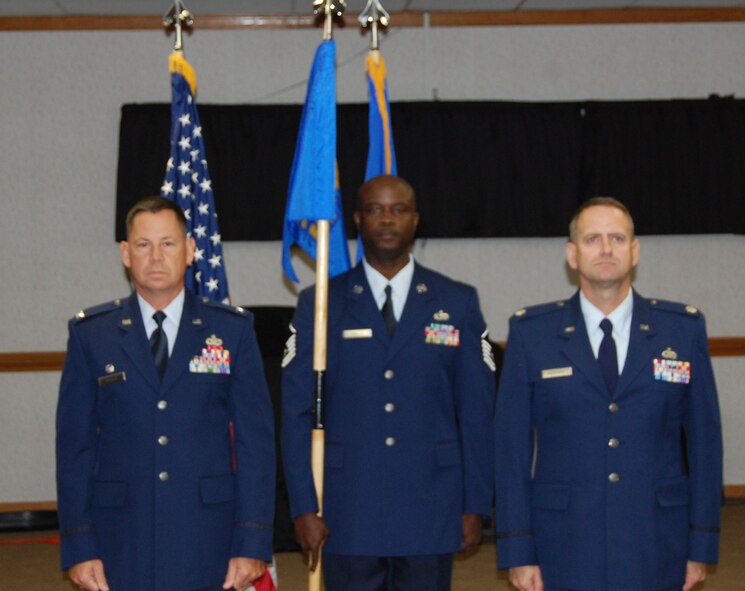 Lt. Col. Joseph Mercurio (far right) took command of the 916th Logistics Readiness Squadron during the June unit training weekend. (USAF photo courtesy of 916LRS)