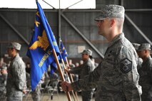 Master Sgt. Jeremy Lindner, 8th Maintenance Operations Squadron first sergeant, stands in formation during the 8th Maintenance Group change of command ceremony at Kunsan Air Base, Republic of Korea, June 15, 2012. (U.S. Air Force photo/Staff Sgt. Rasheen A. Douglas)