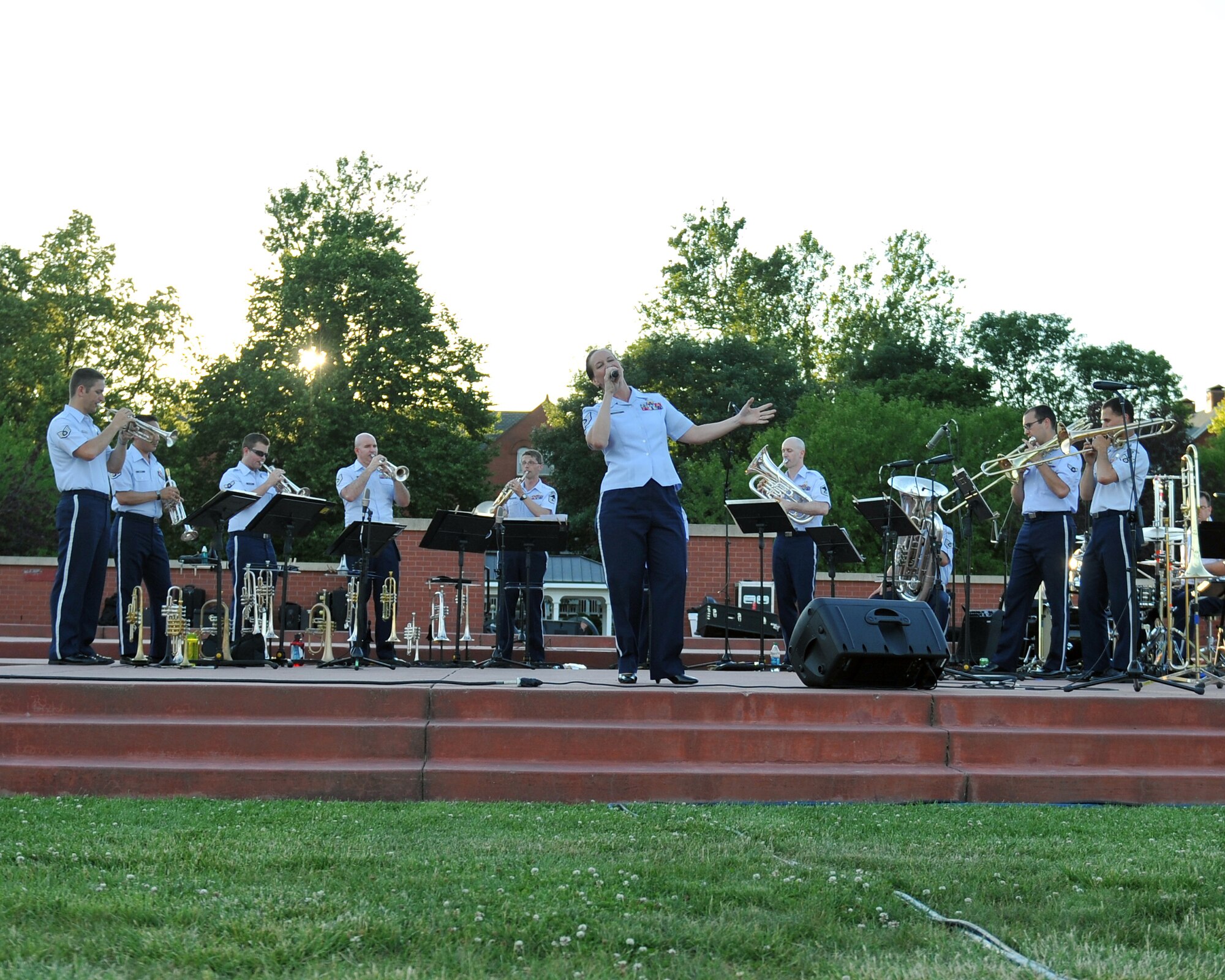 Brass in Blue performs on the Offutt AFB Parade field as part of the Heartland of America Band's  "Sundays on Parade" series.