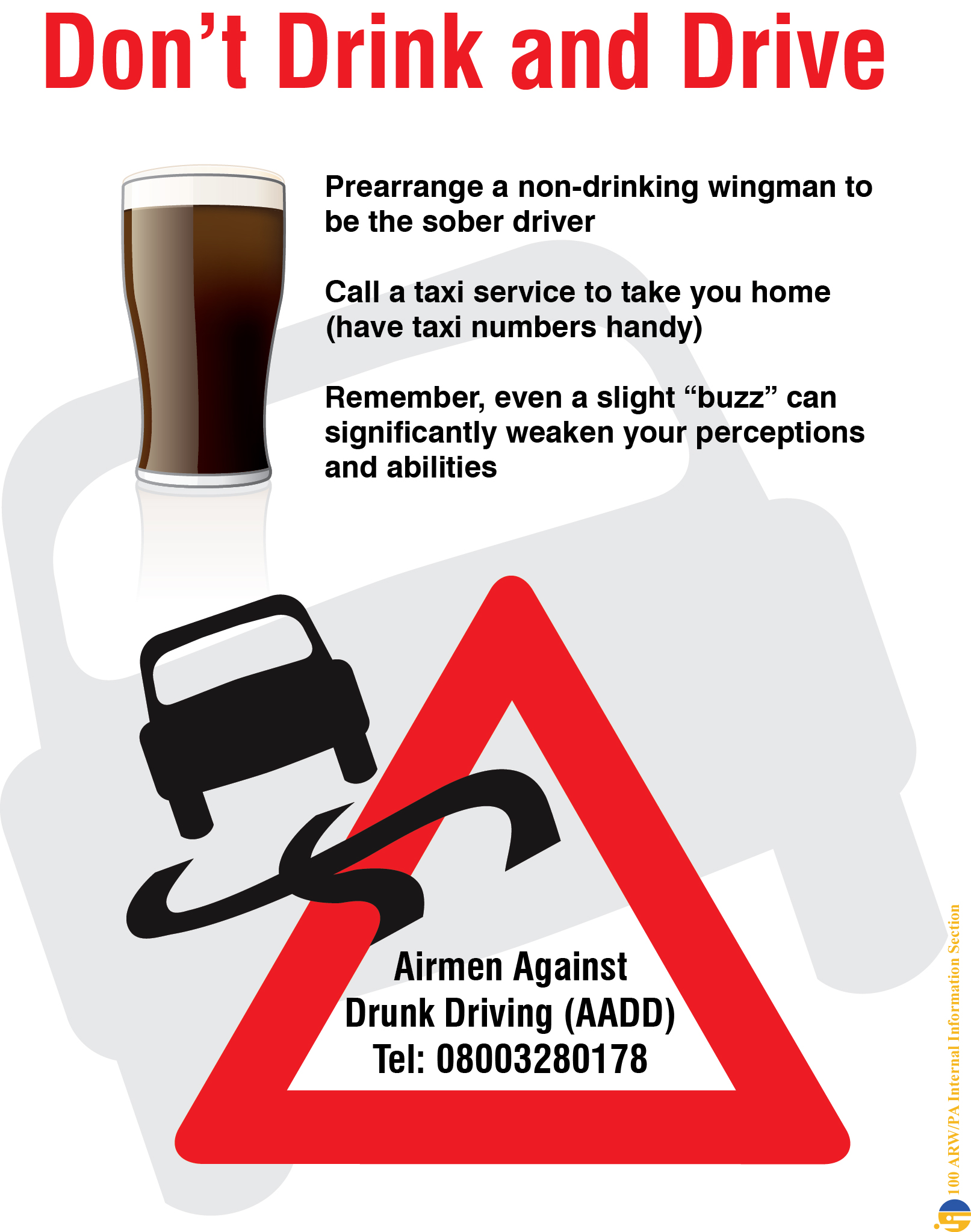 SAFETY FIRST Driving and Alcohol Don't Mix > Royal Air Force