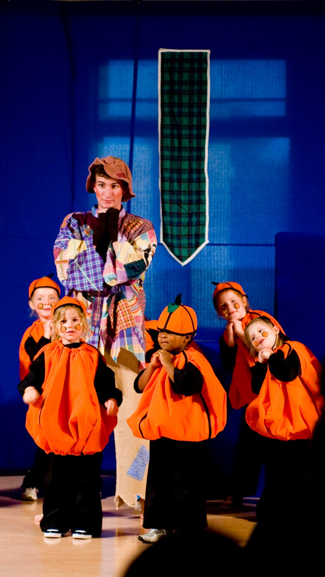 Patches and a patch of pumpkins sing during a performance of "Cinderella" June 16, 2012, at the Youth Center on Dover Air Force Base, Del. The play, produced by the Missoula Children's Theatre, was a twist on the traditional tale of "Cinderella." (U.S. Air Force photo by Senior Airman Matthew Hubby)