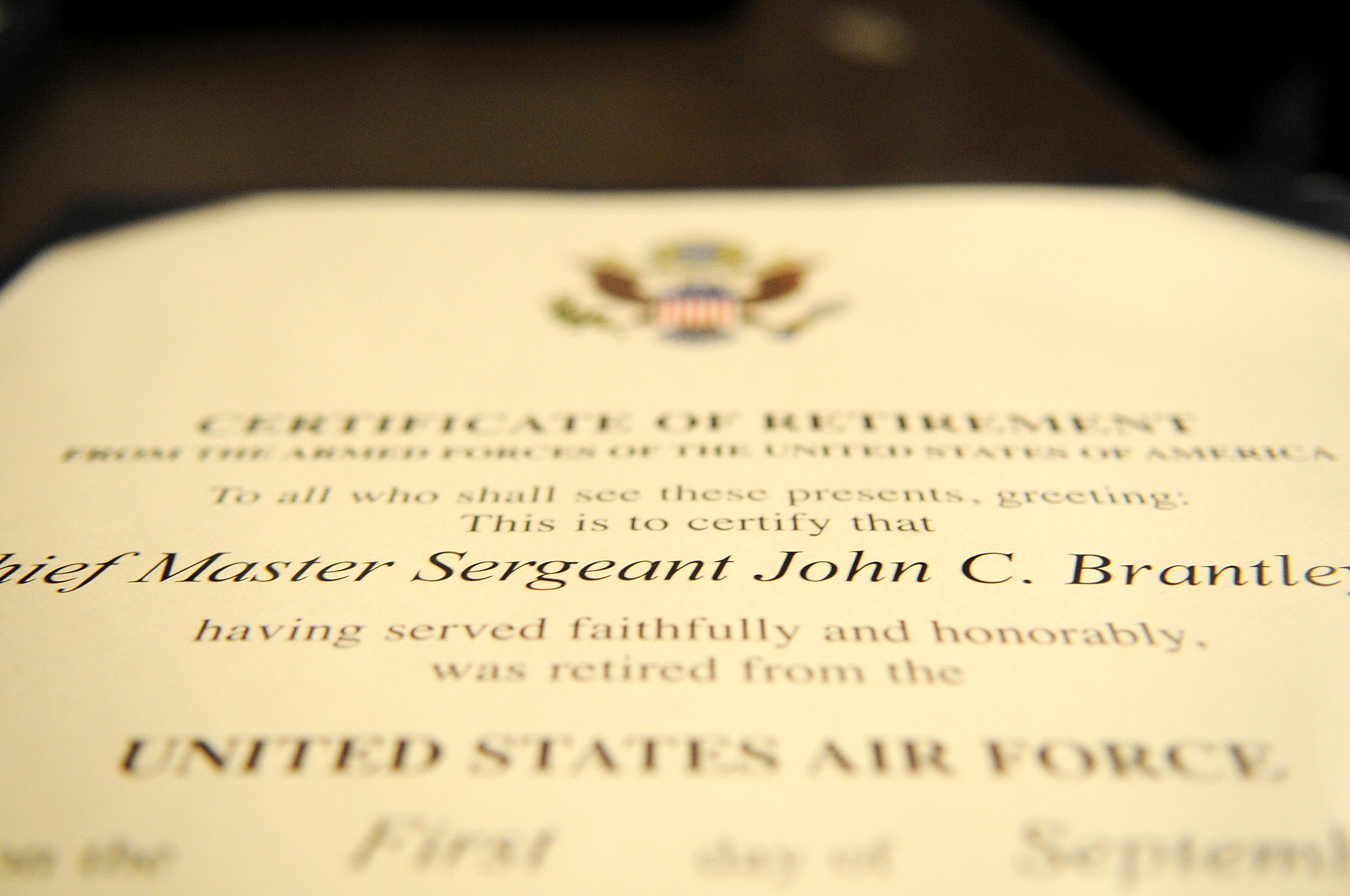 Retirement Certificate