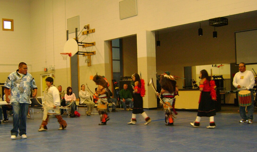 Cochiti Pueblo children demonstrate a ceremonial dance during the 2011 Native American Perspective Course, April 27.
