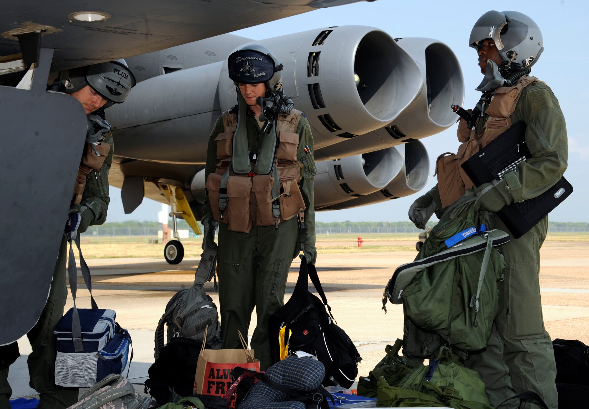 Aircrew assigned to the 20th Bomb Squadron prepare to board a 2nd Bomb Wing B-52H at Barksdale Air Force Base, La., June 10 for a flight in support of Exercise BALTOPS 2012.  Airmen from the 20th and 96th Bomb Squadrons teamed with Airmen from the 307th Bomb Wing's 343rd Bomb Squadron to generate aircraft in support of the largest multinational maritime exercise this year in the Baltic Sea.  The Barksdale B-52 aircrews conducted flight missions lasting more than 25 hours during the exercise involving 12 countries during the first two weeks in June.  In its 40th year, Exercise BALTOPS aims to improve maritime security in the Baltic Sea through increased interoperability and cooperation among regional allies.  The 2 BW routinely participates in worldwide exercises to constantly refine and improve operational procedures and capabilities with other U.S. services and our allies.  Wing Airmen train often to ensure base units are ready to fight any challenge, anywhere at any time. (U.S. Air Force photo/Airman 1st Class Andrew Moua)(RELEASED)