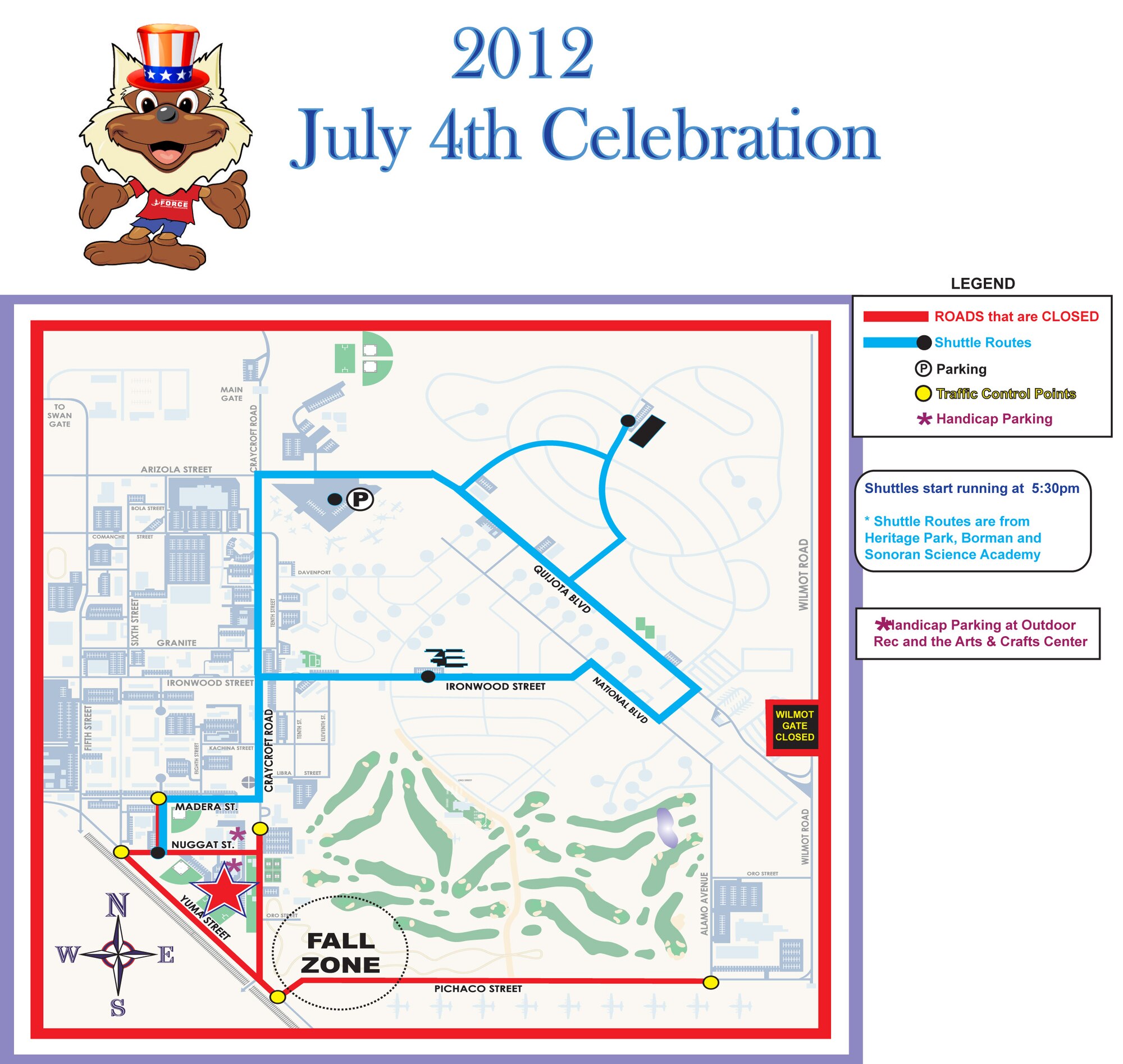 Shuttle information for July 4 events. 