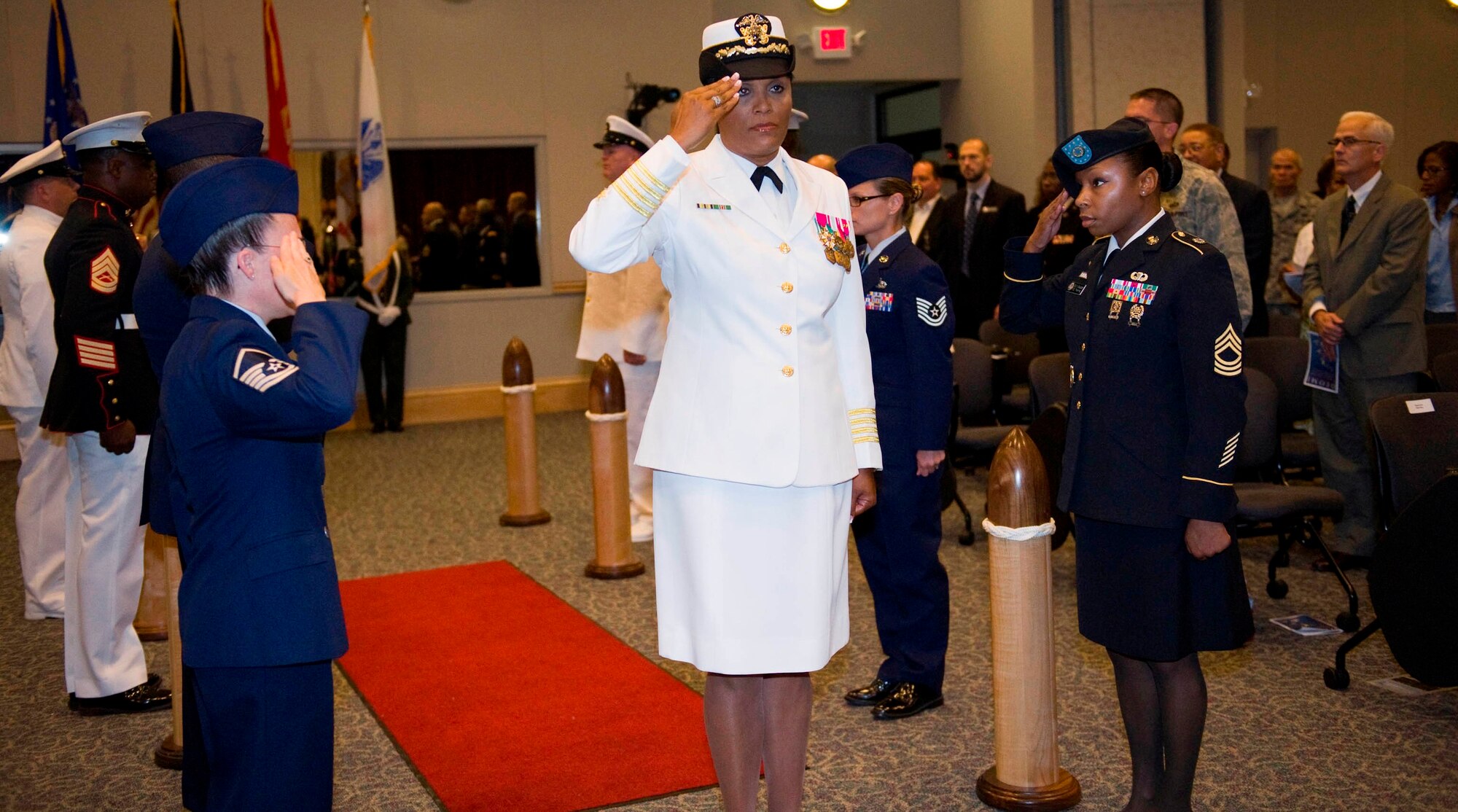 Navy Capt. Yolanda Y. Reagans became the 14th Commandant of DEOMI and the
fi rst female African American to lead the Institute during a Change of Leadership
and Assumption of Command ceremony here. About 300 people were present at
the ceremony that was highlighted by military customs and traditions dating to
colonial times. (Photo by Matthew Jurgens)