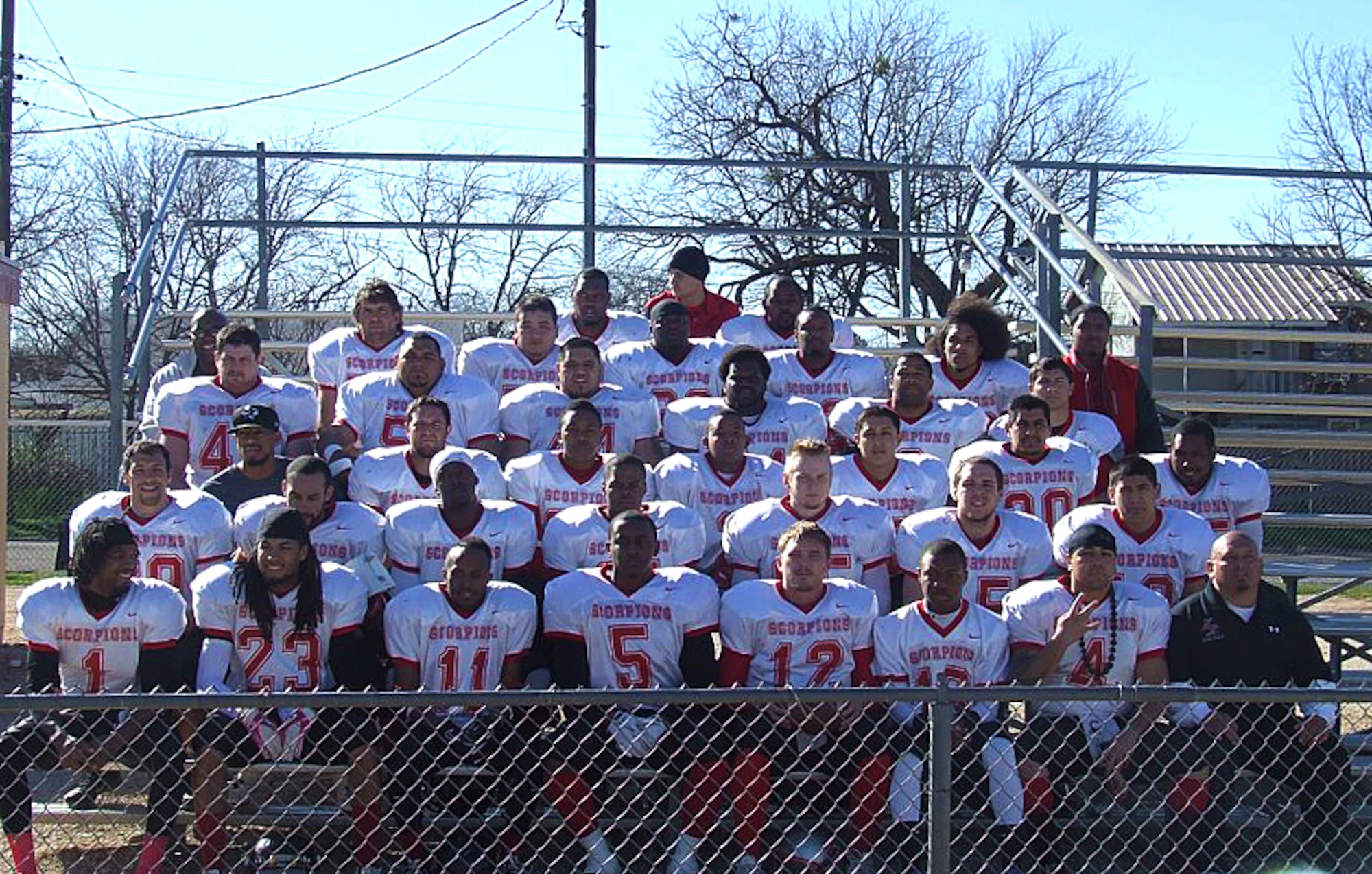 SAN ANGELO, Texas-- Members of the West Texas Scorpions, semi-pro football team pose for a group photo Feb. 29. The Scorpions are members of the Crossroads Amateur Football League and travel throughout Texas playing other teams. (Courtesy Photo)