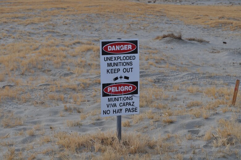 WALKER LAKE, Nev. — Sign posted at Walker Lake. Site of remediation of more than 600 pieces of unexploded ordnance exposed by receeding waters of the lake.