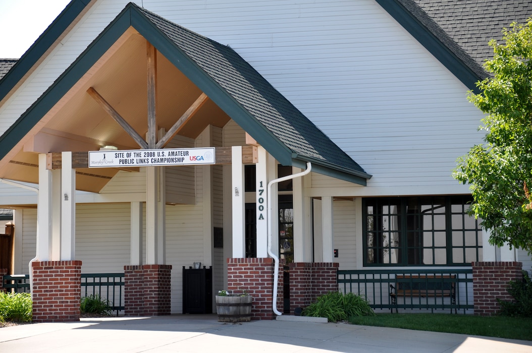 AURORA, Colo.—The Murphy Creek Golf Course clubhouse stands as the gateway to a round of 18 holes and to the practice range.  Murphy Creek hosted the 2008 U.S. Amateur Public Links Championship and offers players a unique challenge, according to Caine Fitzgerald, an assistant golf pro at the course.  Murphy Creek is one of a handful of courses available to golfers in the Aurora area.  (U.S. Air Force photo by Staff Sgt. Nicholas Rau)