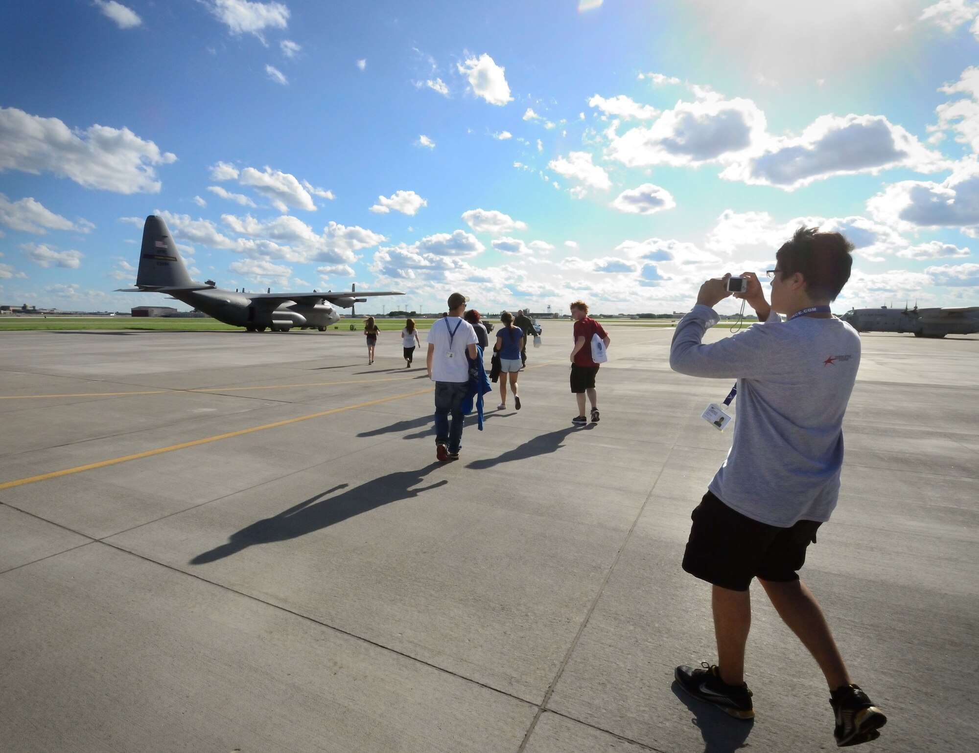 Students attending the Minnesota Aviation Career Education Camp get a chance to take a flight in a 934th Airlift Wing C-130 Hercules. ACE Camp is a week-long, residential camp for high school students going into 10th through 12th grades. The camp allows students to explore many different careers in the aviation field, including piloting, air traffic control, engineering, and the military. Minneapolis-St. Paul Air Reserve Station, Minn. (U.S. Air Force photo by Tech. Sgt. Bob Sommer)