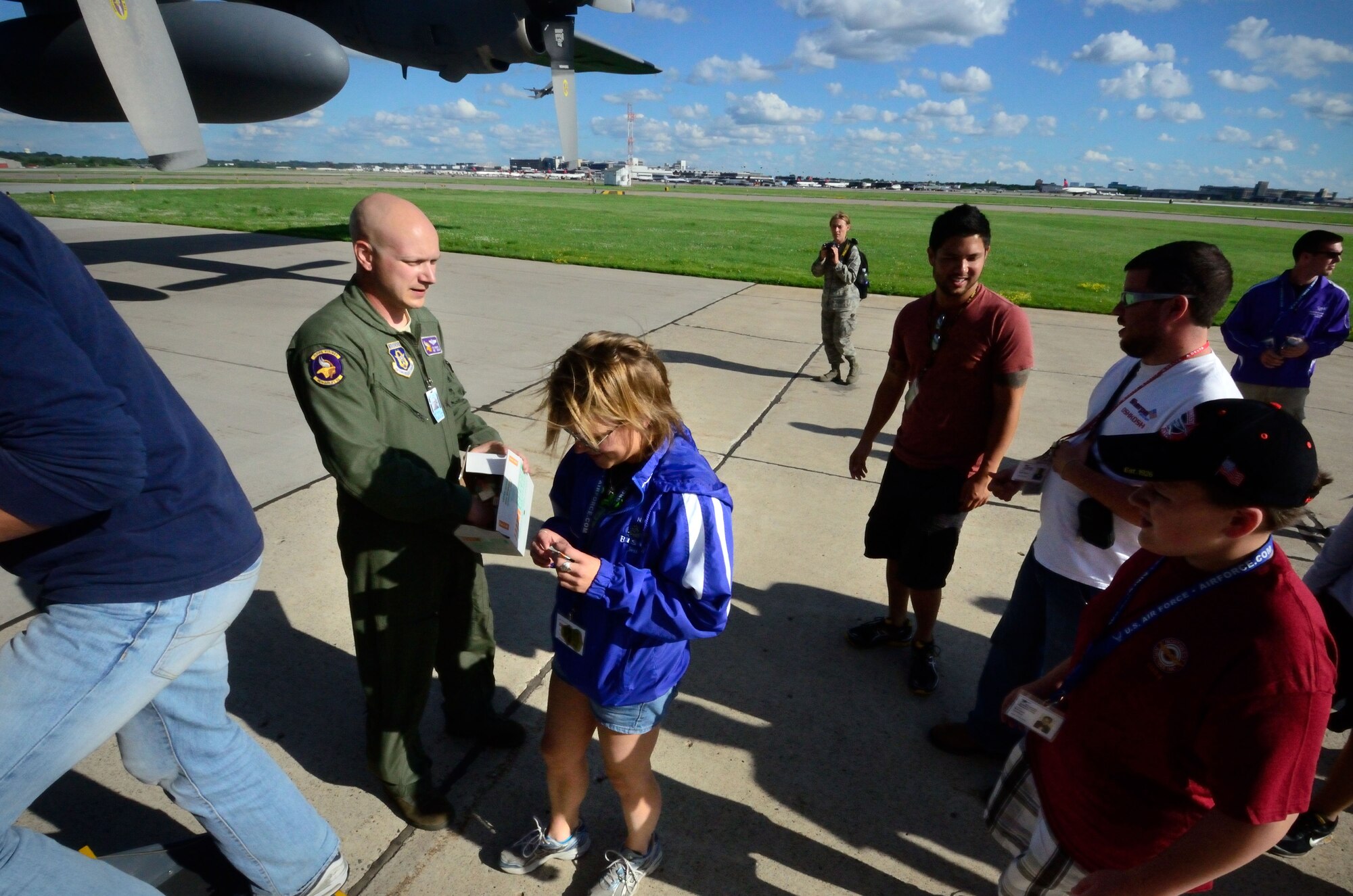 Students attending the Minnesota Aviation Career Education Camp get a chance to take a flight in a 934th Airlift Wing C-130 Hercules. ACE Camp is a week-long, residential camp for high school students going into 10th through 12th grades. The camp allows students to explore many different careers in the aviation field, including piloting, air traffic control, engineering, and the military. Minneapolis-St. Paul Air Reserve Station, Minn. (U.S. Air Force photo by Tech. Sgt. Bob Sommer)