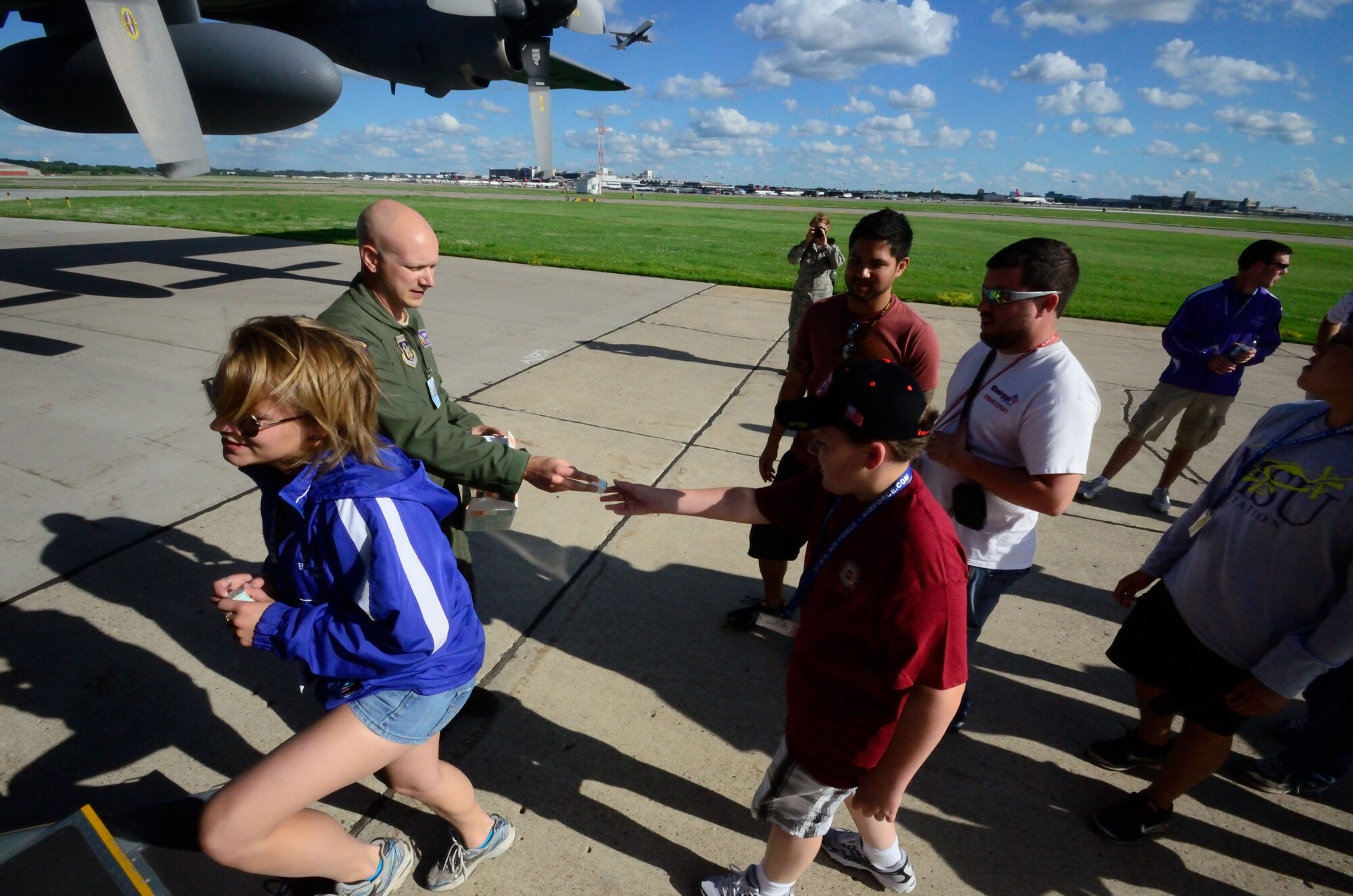 Students attending the Minnesota Aviation Career Education Camp get a chance to take a flight in a 934th Airlift Wing C-130 Hercules. ACE Camp is a week-long, residential camp for high school students going into 10th through 12th grades. The camp allows students to explore many different careers in the aviation field, including piloting, air traffic control, engineering, and the military. Minneapolis-St. Paul Air Reserve Station, Minn. (U.S. Air Force photo by Tech. Sgt. Bob Sommer)