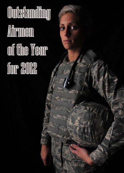 Senior Airman Bryenna Brooks, 2nd Aerospace Medicine Squadron, poses for a photo on Barksdale Air Force Base, La., June 20. She was named one of the Air Force 12 Outstanding Airmen of the Year for 2012. Brooks was chosen for her superior leadership, job performance, community involvement and personal achievements. Brooks supported Operation Enduring Freedom as the single medic for 25 convoy missions, ensuring the safety of 1200 soldiers. She earned the Purple Heart for aiding members of her convoy despite her own injuries following a rocket propelled grenade attack. (U.S. Air Force photo illustration/Airman 1st Class Micaiah Anthony)(RELEASED)