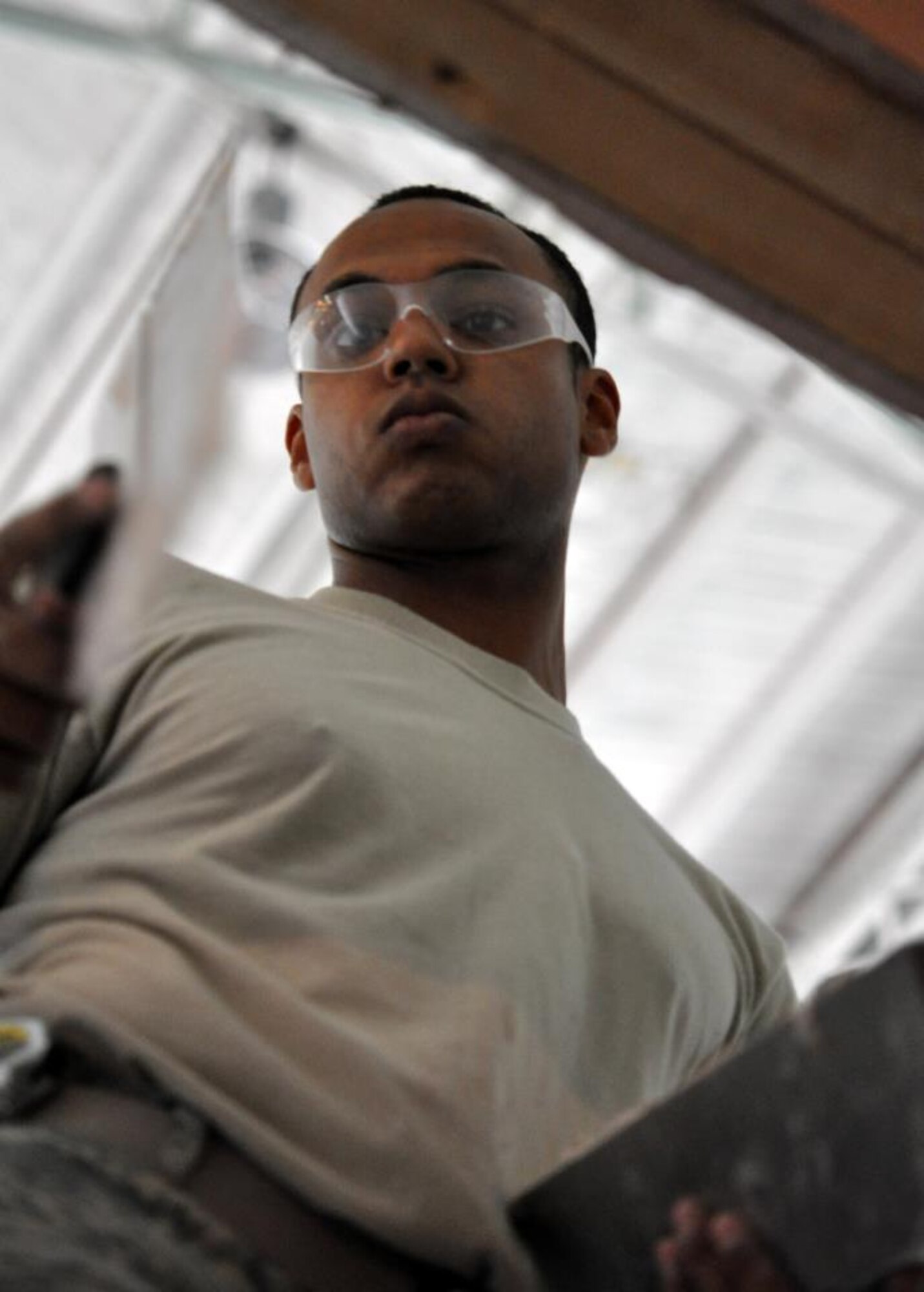 Senior Airman William Shelden, 442nd Civil Engineers Squadron structures technician, performs mudding and sanding on drywall on a facility the squadron is helping build while on temporary duty at RAF Mildenhall, England. The 442nd CES is part of the 442nd Fighter Wing, an A-10 Thunderbolt II Air Force Reserve unit at Whiteman Air Force Base, Mo. (U.S. Air Force photo/Staff Sgt. Danielle Johnston)