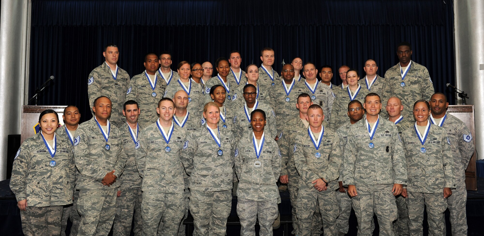 Newly selected technical sergeants were recognized for being promoted during the technical sergeant release promotion party June 22, 2012, at Incirlik Air Base, Turkey. Fifty-seven Incirlik staff sergeants were selected for promotion to the rank of technical sergeant. (U.S. Air Force photo by Senior Airman Jarvie Z. Wallace/Released)