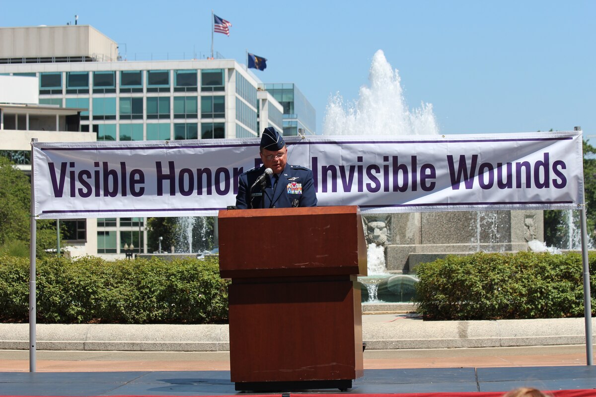 WASHINGTON -- Lt. Gen. (Dr.) Charles B. Green, Air Force Surgeon General, speaks during National Post Traumatic Stress Disorder (PTSD) Awareness Day at the U.S. Capitol on June 27, 2012 about ensuring service members know the Air Force is committed to helping those battling the disease .  The event was hosted by the organization Honor for All and theme was "Visible Honor For Invisible Wounds."