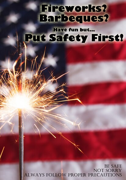 Fireworks and celebrations go together, especially during the Fourth of July and year-end celebrations. Remember, fireworks can cause serious burn and eye injuries. Some tips in avoiding injuries are: never allow young children to play with or ignite fireworks, always have an adult supervise fireworks activities, light fireworks one at a time and make sure fireworks are legal in your area before buying or using them. (U.S. Air Force illustration by Staff Sgt. Ciara Wymbs/Released)  