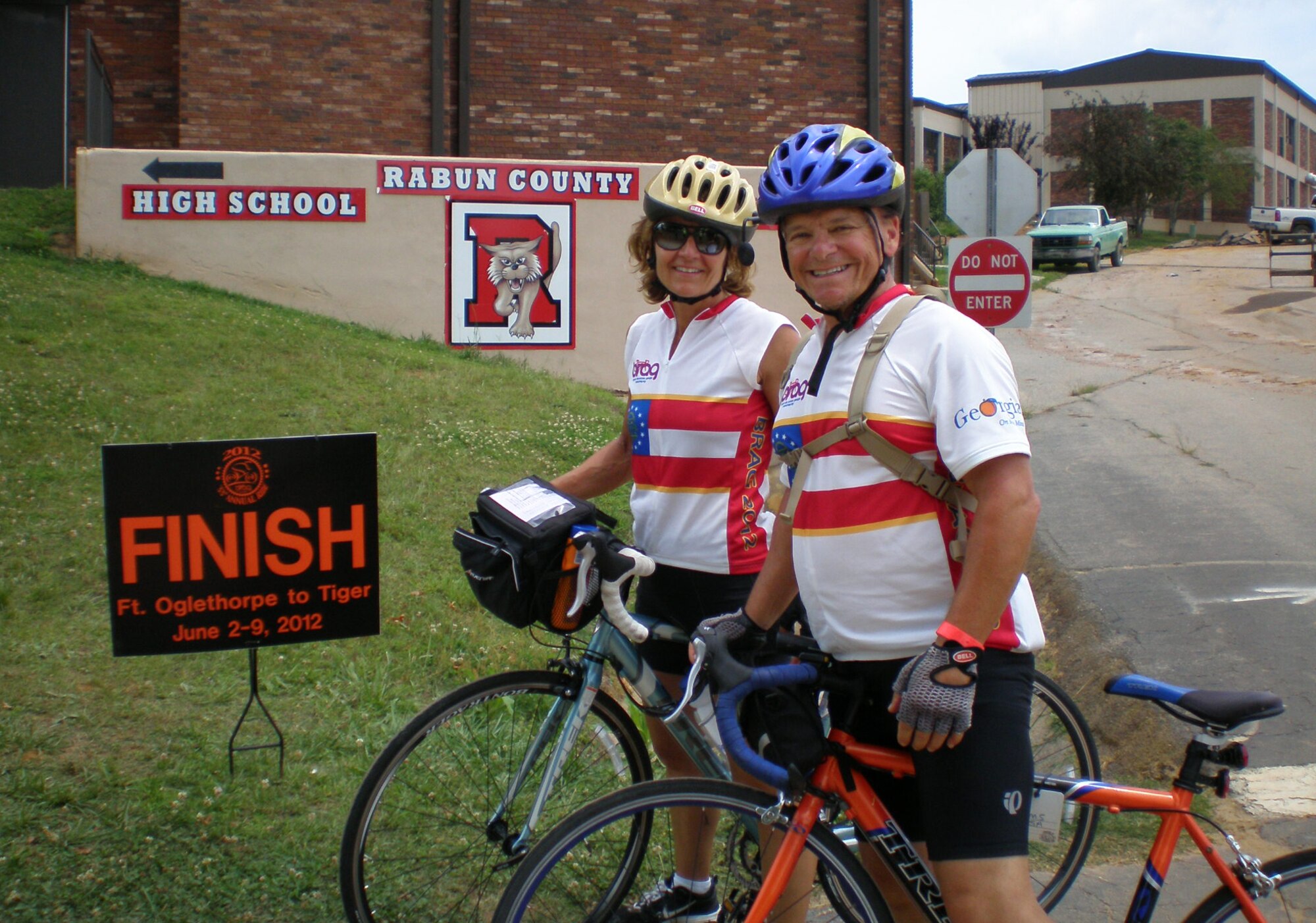 Liz Volz and Ron Helms have been friends for three years and participated in the Bicycle Ride Across Georgia, June 2-9, 2012. They lifted weights and focused on strength training for three months to prepare for BRAG, a 359-mile trek from Oglethorp to Tiger in the foothills of Georgia’s Appalachian Mountains. (Courtesy photo)