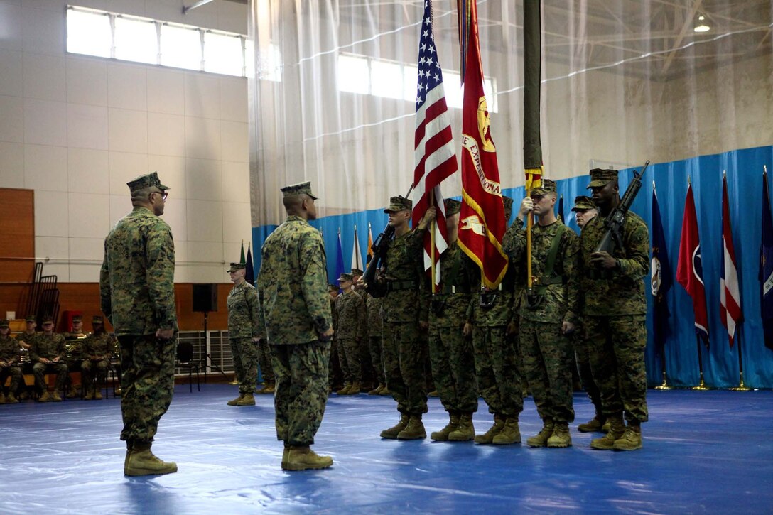 Brig. Gen. Craig Q. Timberlake stands in front of his troops during the 3rd Marine Expeditionary Brigade reactivation ceremony here Dec. 13. During the ceremony, Timberlake activated 3rdMEB, III Marine Expeditionary Force, and became commanding general, 3rd MEB, in addition to being the deputy commanding general of III MEF. 3rd MEB will be fully functional by the end of 2012

