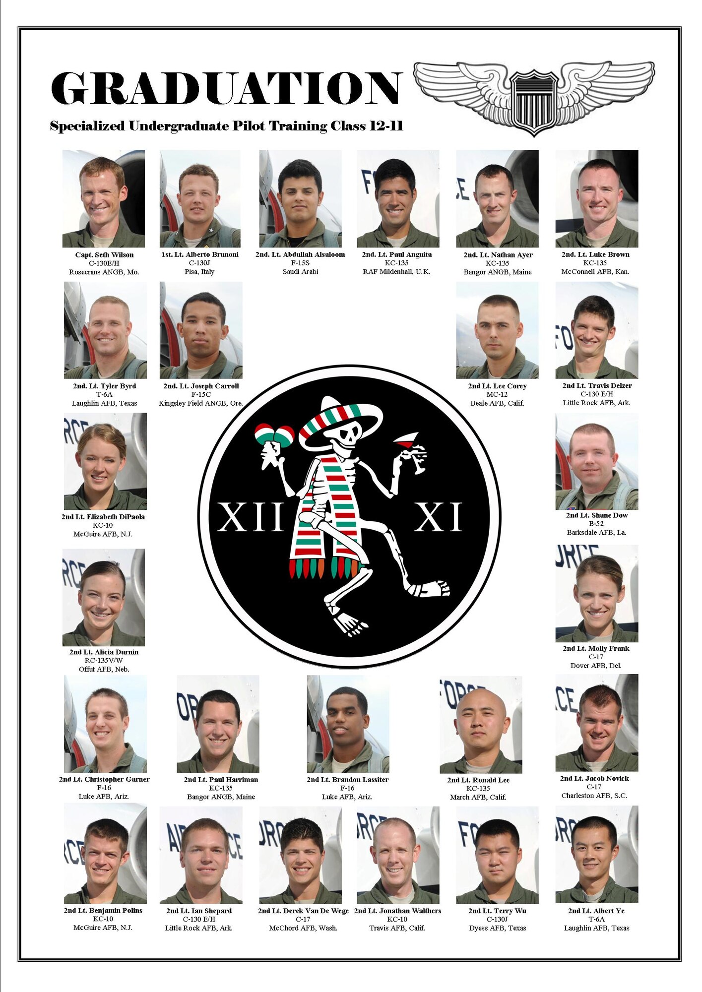 Specialized Undergraduate Pilot Training class 12-11 graduates June 28. (Created by Senior Airman Scott Saldukas)
