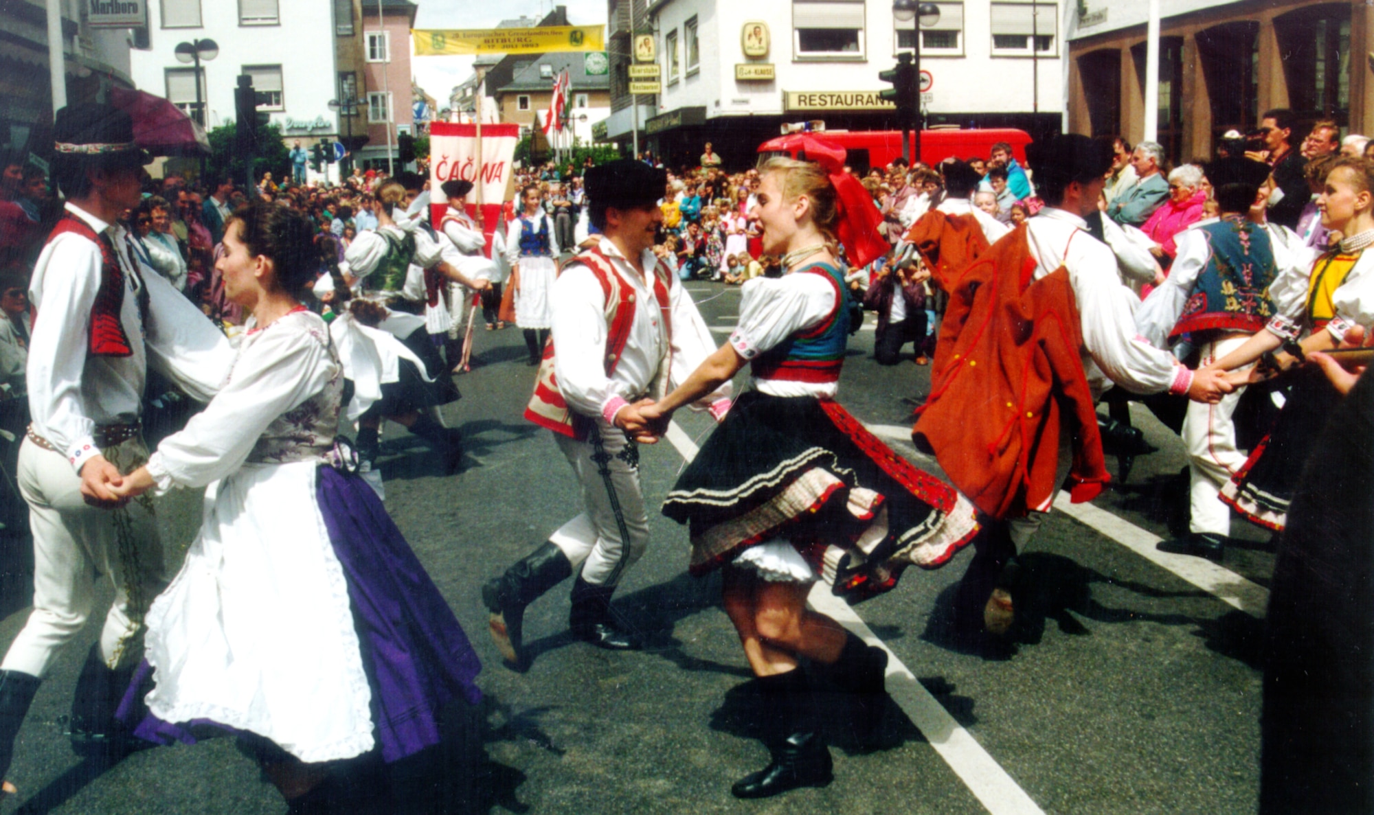 BITBURG, Germany - Hundreds of folk-dancing groups from across Europe and other countries have been participating in the annual Bitburg folk festival for 48 years in row. This is a highlight summer event in the Eifel that attracts ten thousands of visitors from across the country and the bordering countries of Holland, Belgium and Luxembourg. This year, more than 30 folk-dancing and music groups from up to 15 different countries and several different continents are expected to arrive and entertain festival visitors with original dances and music July 6-9 in Bitburg. Among the highlights will be the introduction of all of the folk dancing groups as they walk into the festival tent at 8 p.m. July 7 and a folk festival parade with all participating groups through the streets of Bitburg at 2:30 p.m. July 8. (U.S. Air Force photo by Iris Reiff /Released)