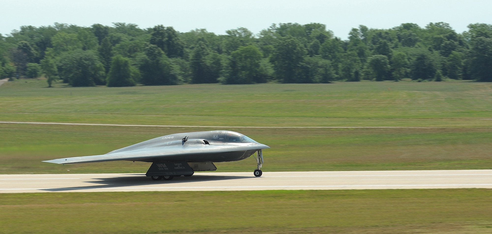WHITEMAN AIR FORCE BASE, Mo. -- A B-2 Spirit from the 509th Bomb Wing takes off on the runway to Smoky Hill Air National Guard Range in Salina, Kan., to participate in the bomber operations portion of Global Strike Challenge 2012 June 26. The intent of the challenge is to allow units the opportunity to pit their best aircrew against the best of the other units around the major command with similar missions. (U.S. Air Force photo/Senior Airman Nick Wilson) (Released)
