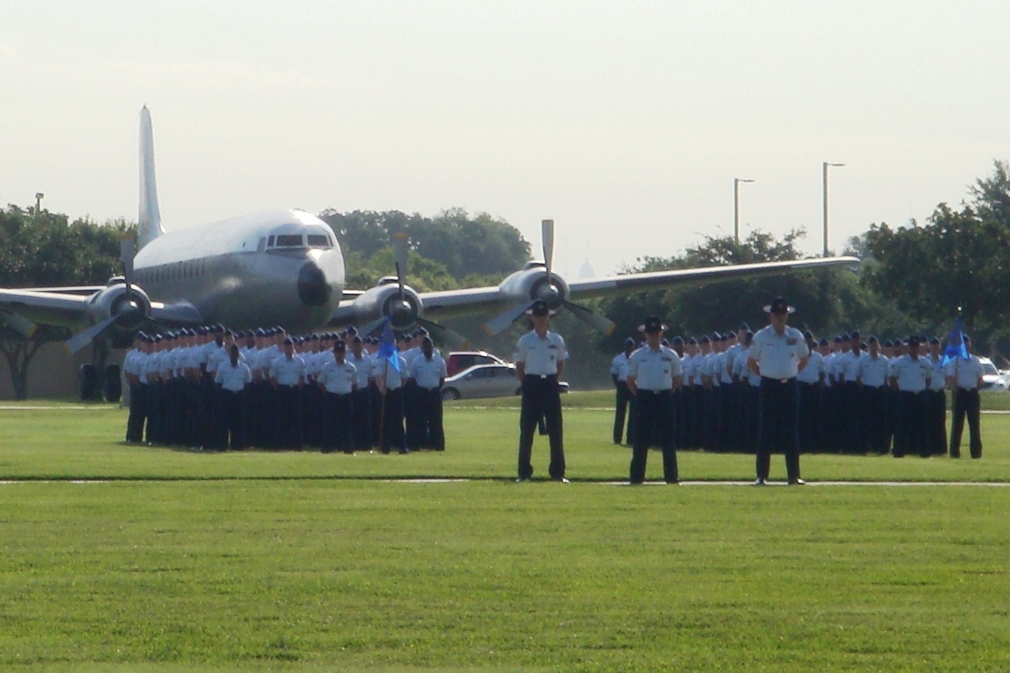 Hundreds of Airmen stand in formation prior to marching in their Basic Military Training graduation parade at Lackland Air Force Base, Texas, June 1. (U.S. Air Force photo/Staff Sgt. Torri Savarese)