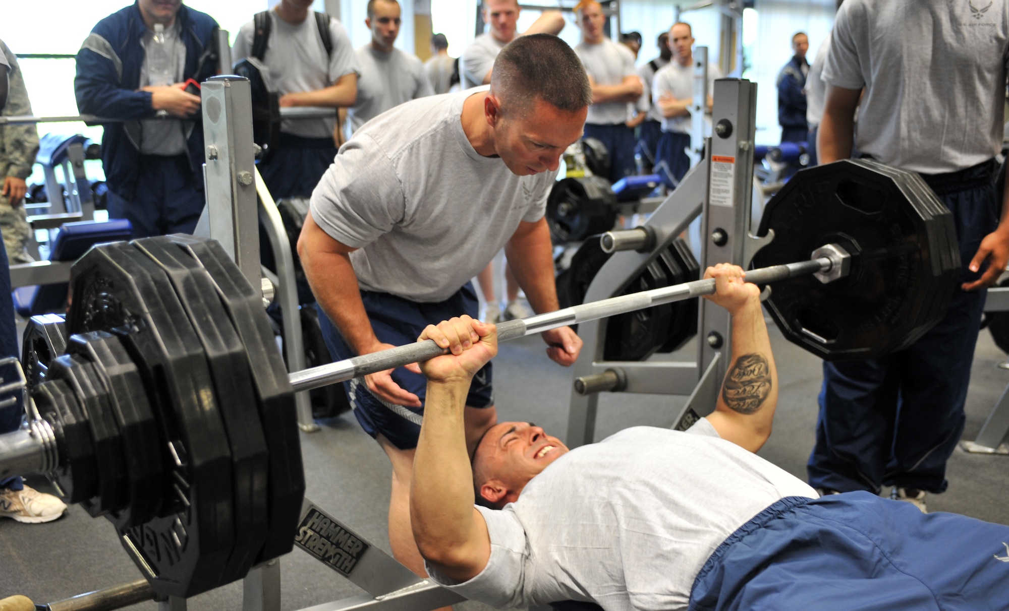 Members of Team Ramstein competed in multiple events for the warrior day challenge here, June 22, 2012. The 86th Security Forces Squadron took first place, with the 86th Vehicle Readiness Squadron and 86th Civil Engineer Squadron taking second and third places, respectively.  Teams participated in 13 events that tested their physical prowess, including a 1.5-mile relay, ultimate football, dodgeball, a bench-press competition and concluded with the warrior challenge. (U.S. Air Force photo/Senior Airman Caitlin O'Neil-McKeown)