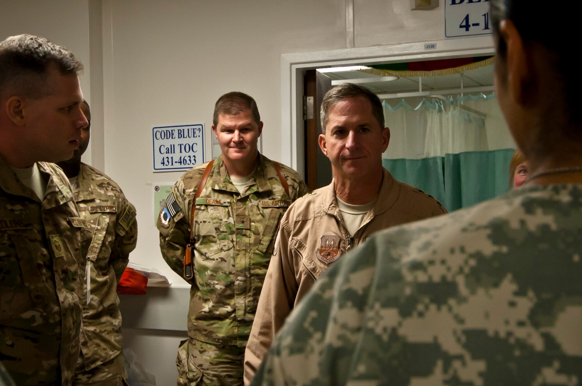 Lt. Gen. David Goldfein, U.S. Air Forces Central Combined Forces Air Component Commander, addresses members of the Craig Joint Theater Hospital at Bagram Airfield, Afghanistan, June 29, 2012. Goldfein expressed his appreciation to the members of CJTH for their hard work and dedication to saving the lives of injured military service members and Afghan civilians. (U.S. Air Force photo/Capt. Raymond Geoffroy)