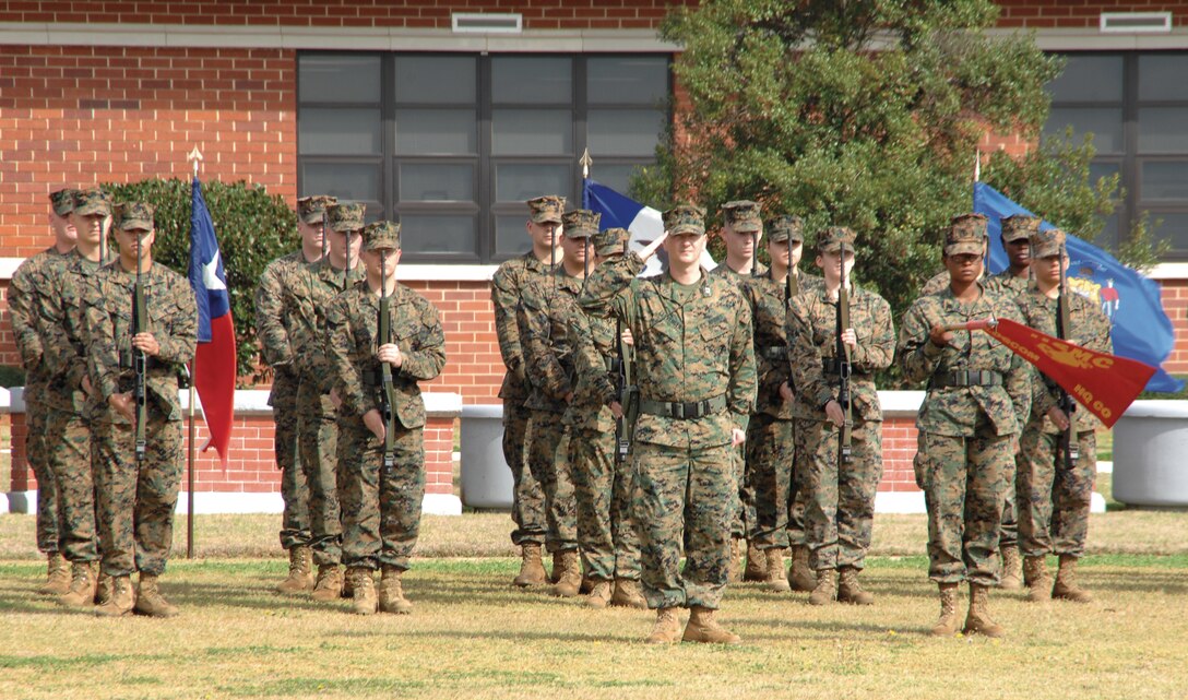Troops salute during Marine Depot Maintenance Command’s activation ceremony at Schmid Field, Feb. 23.