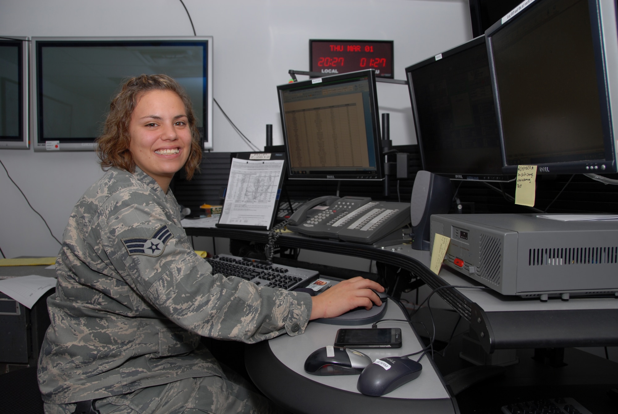 Senior Airman Keyla Ramos, 78th Security Forces, works the midshift helping keep Robins safe after dark. (U.S. Air Force photo by Ed Aspera)